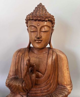 Asien LifeStyle Buddhafigur Holz Buddha Figur lehrende Geste 41cm groß