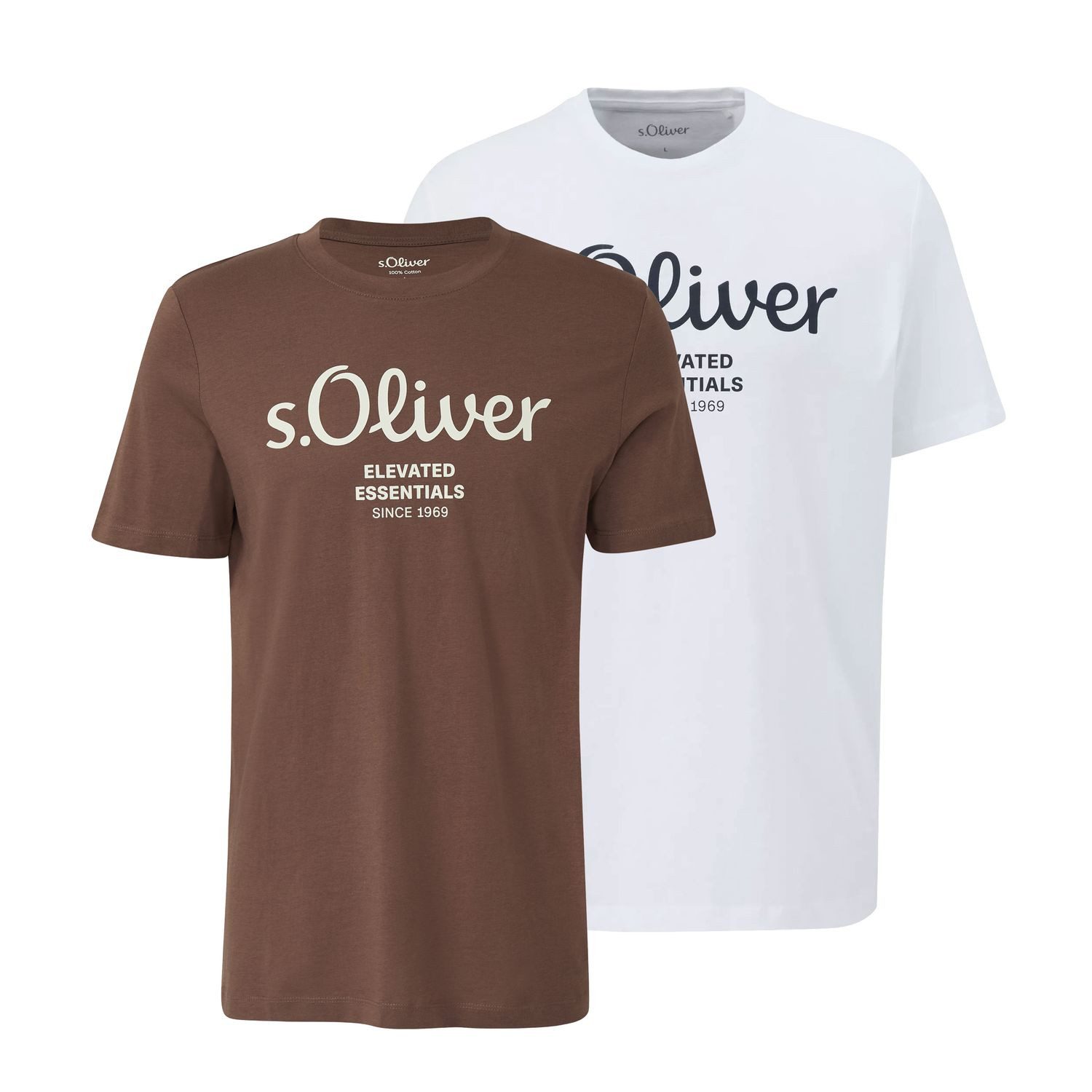 s.Oliver T-Shirt Casual mit Rundhals-Ausschnitt, kurzarm, Logo-Aufdruck im 2er Pack