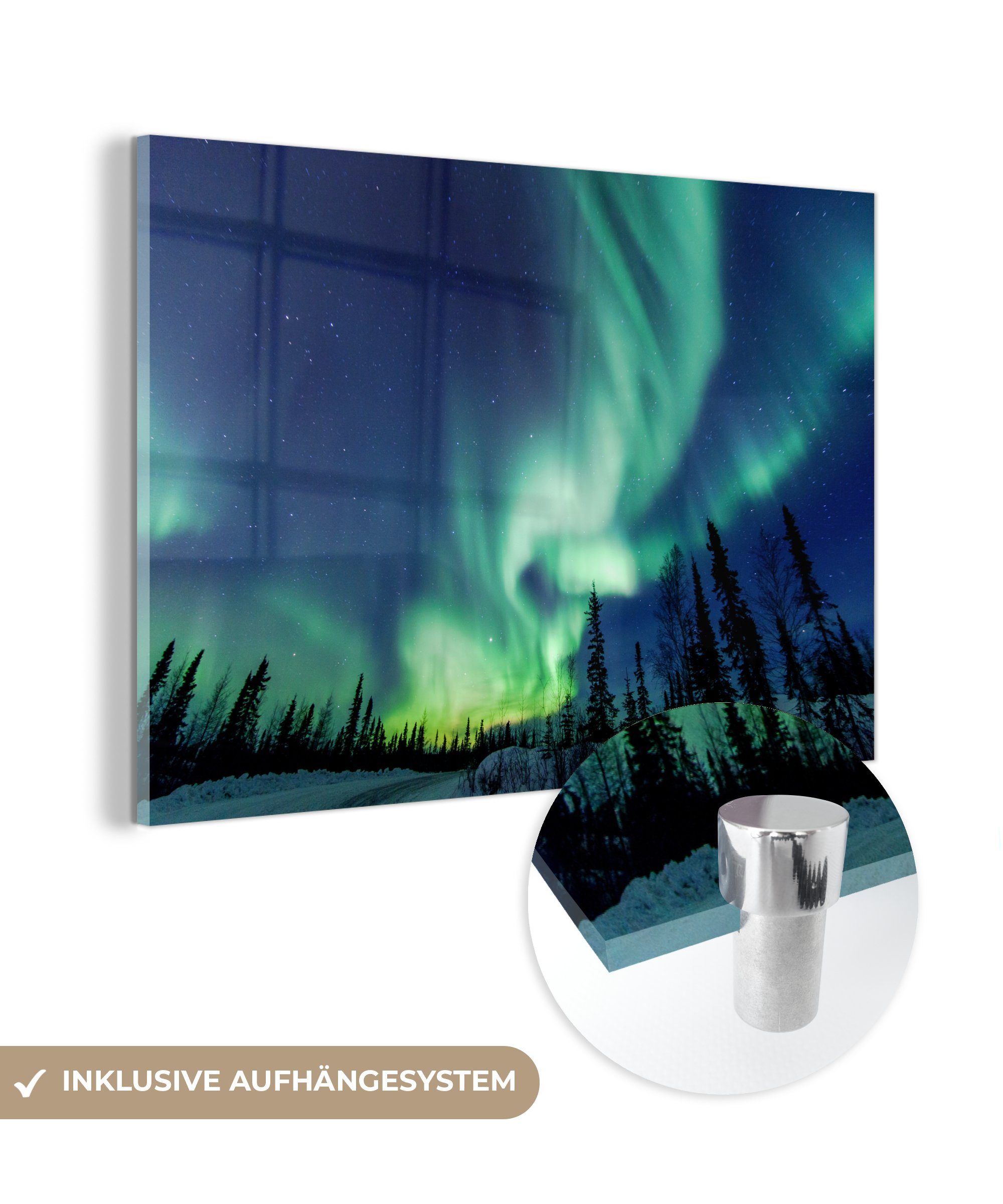 MuchoWow Acrylglasbild Aurora im nordamerikanischen Kanada, (1 St), Acrylglasbilder Wohnzimmer & Schlafzimmer