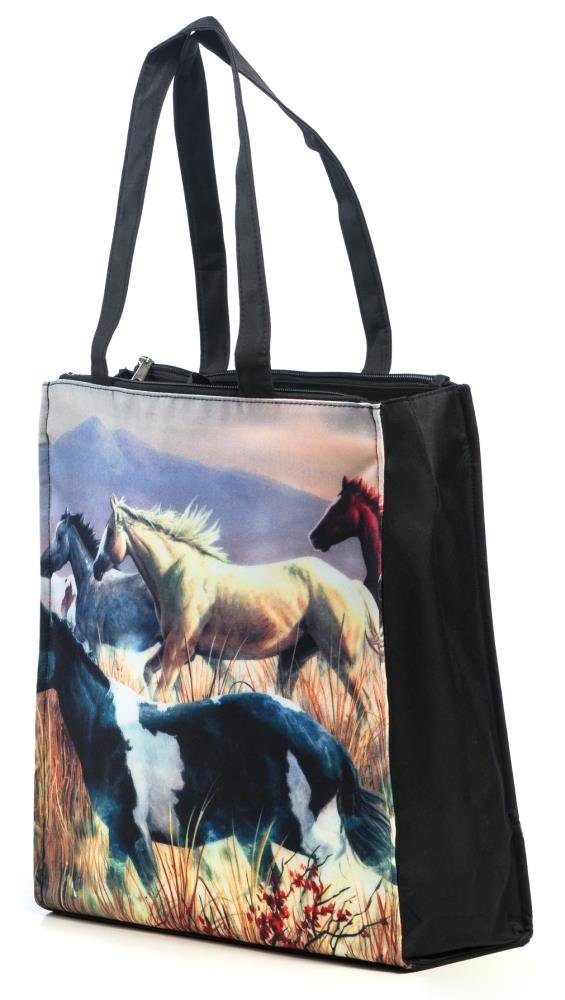 Luckyweather not just any other day Shopper Einkaufstasche Shopper Twinbag Motiv PFERDE (1-tlg., 1 Stück Shopping Bag), Schultertasche beidseitig bedruckt mit Motiv bedruckt
