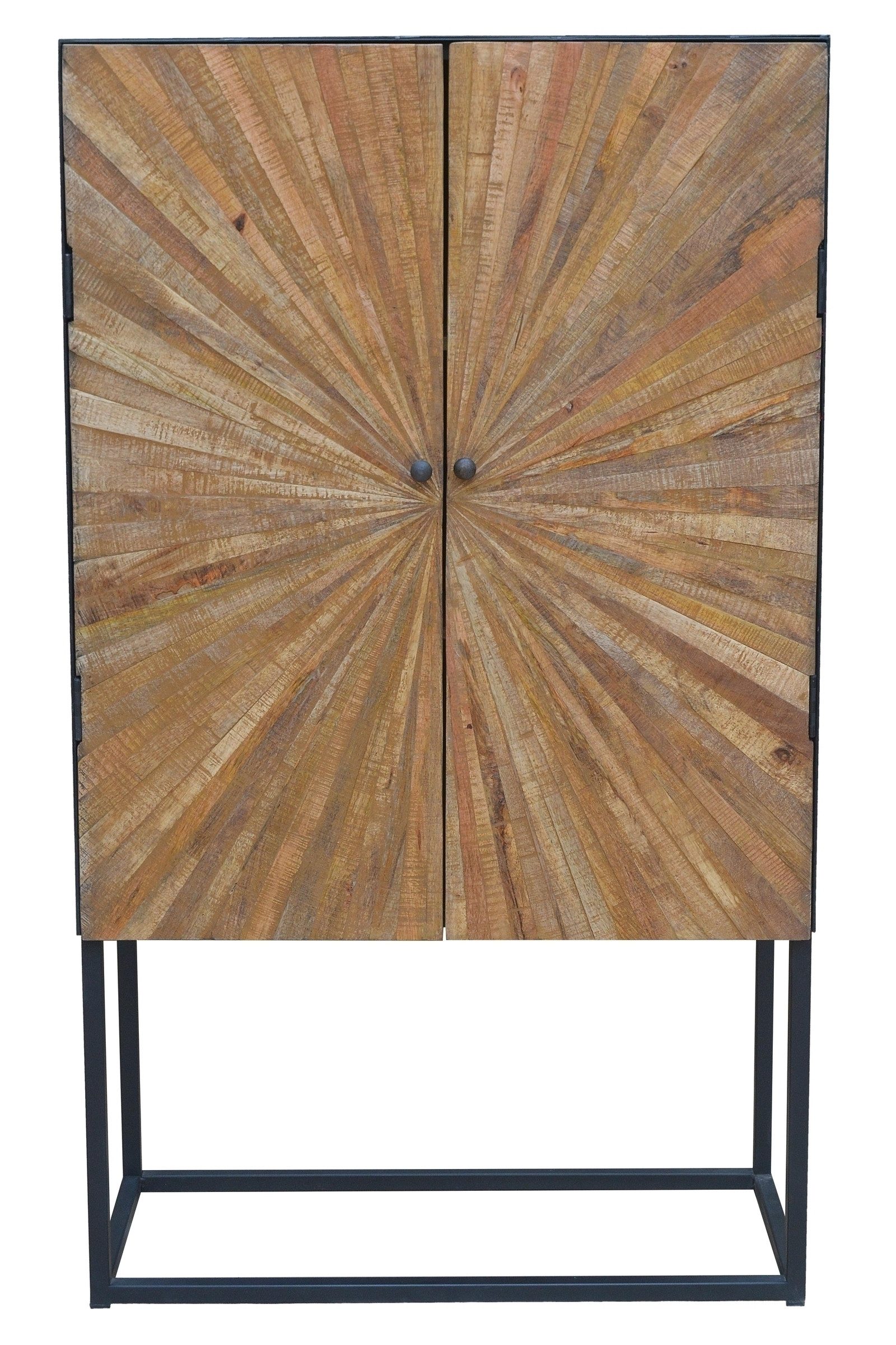 freiraum Highboard Madira, in Schwarz, Mangoholz/Metall - 90x160x40cm (BxHxT)
