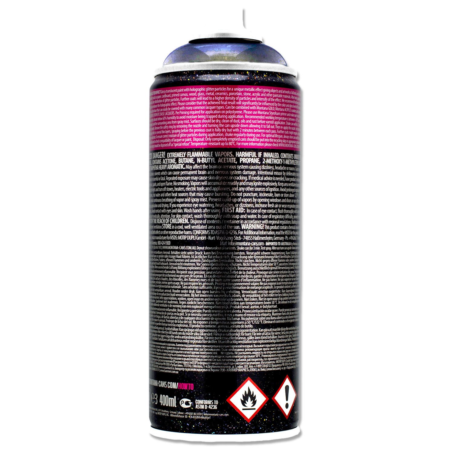 Montana Cans Sprühlack Montana GLITTER 400ml Glitzerspray für Deko, Basteln, DIY