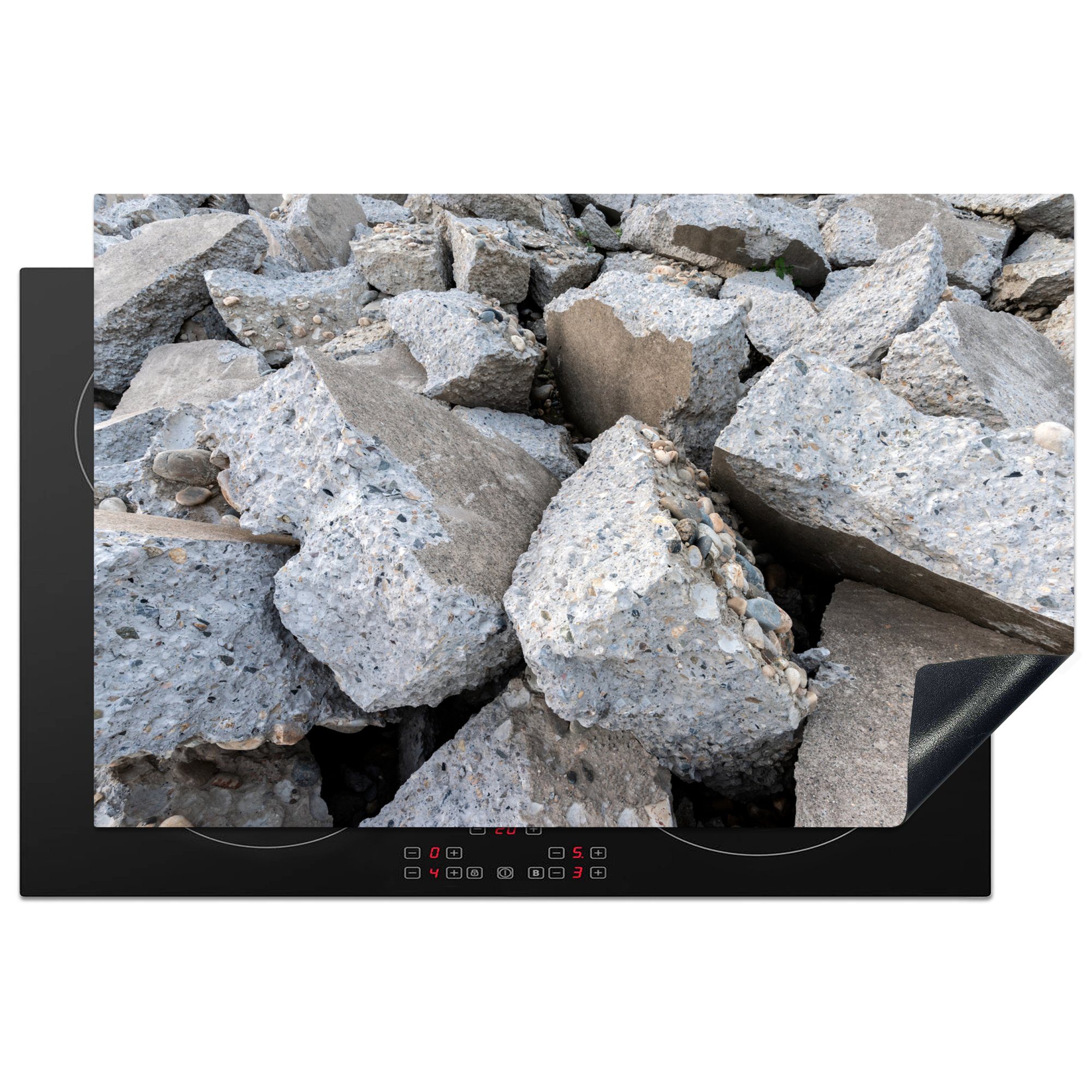 MuchoWow Herdblende-/Abdeckplatte Beton - Steine, Vinyl, (1 tlg), 81x52 cm, Induktionskochfeld Schutz für die küche, Ceranfeldabdeckung