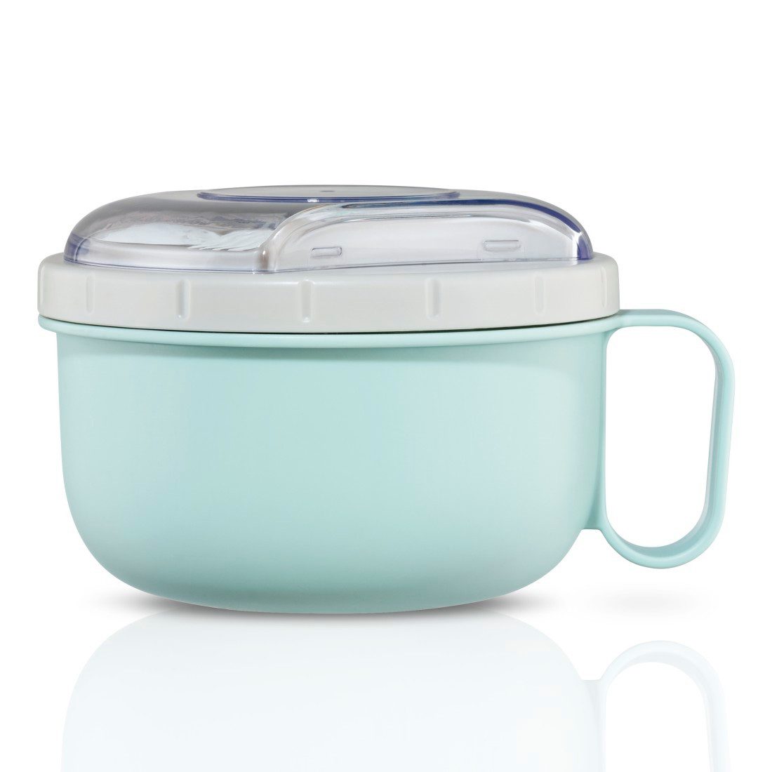 Xavax Lunchbox Lunchpot rund (große Lunchbox für Mikrowelle, Brotdose mit Besteck), ABS-Kunststoff, Polyprophylen (PP), Silikon, (3-tlg), To Go Lunchbox mit Griff