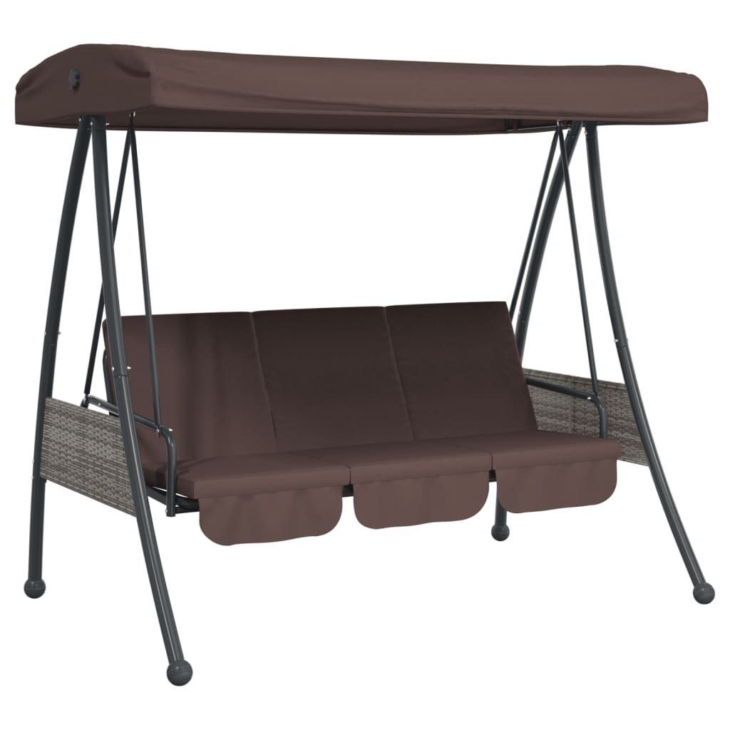 vidaXL Hollywoodschaukel Hollywoodschaukel mit Verstellbarem Dach Kaffeebraun Stahl, 1 tlg.