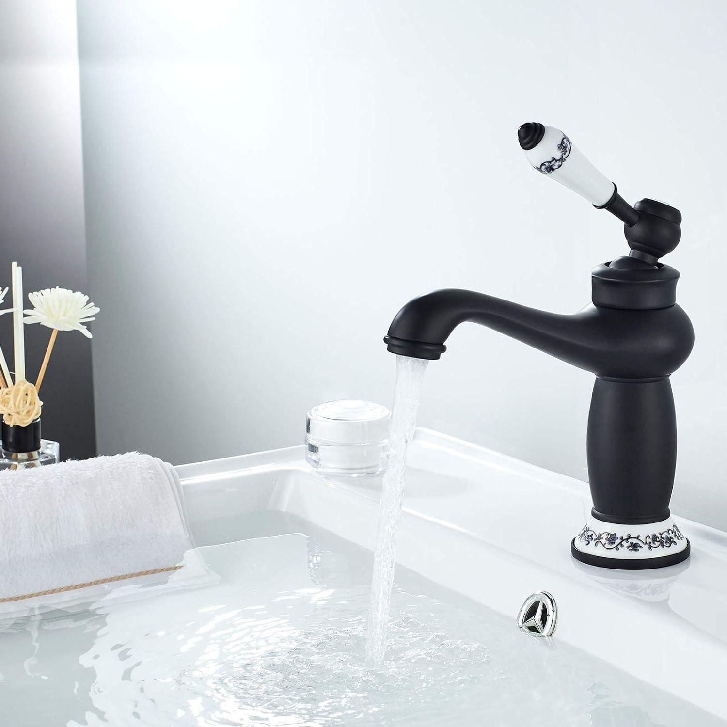 LuxusKollektion Waschtischarmatur Bad Wasserhahn Schwarz Keramikventilkern günstig online kaufen