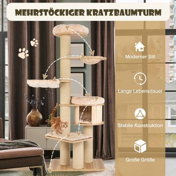 COSTWAY Kratzbaum Katzenbaum, aus Kiferholz, 191cm