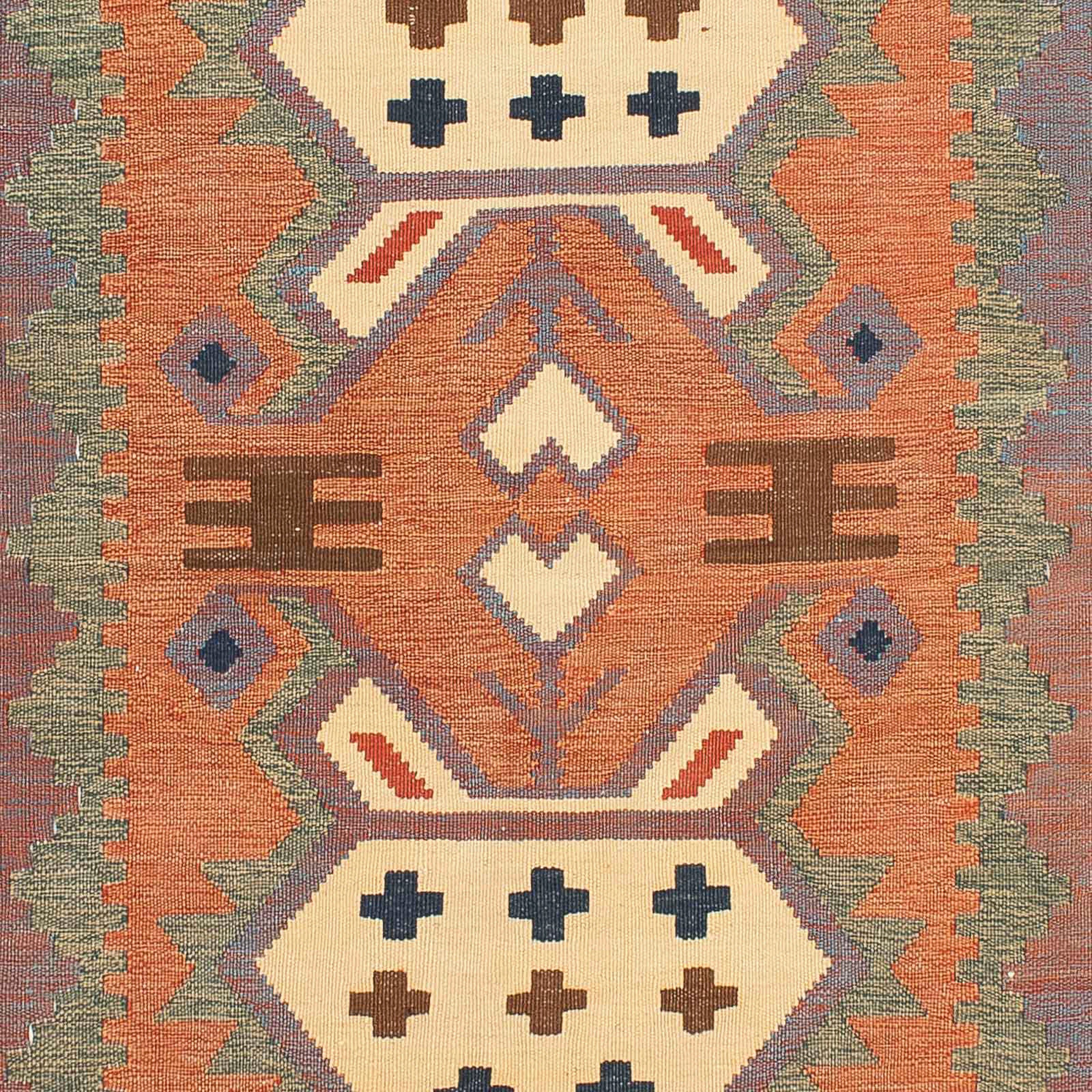 x - morgenland, mehrfarbig, rechteckig, mm, Höhe: 205 144 cm 4 - - Einzelstück Wohnzimmer, Wollteppich Kelim Oriental