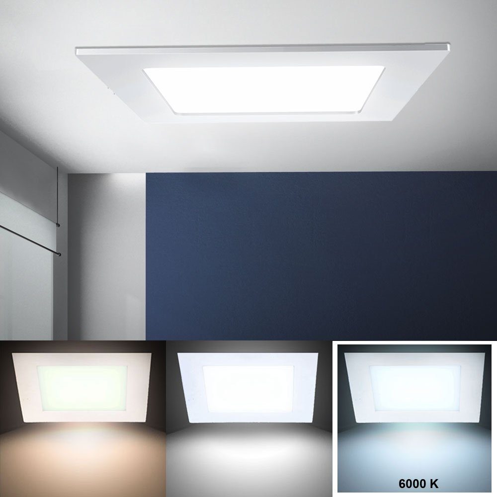 LED Decken Beleuchtung fest LED-Leuchtmittel Alu Panel, Watt Panel LED Kaltweiß, 6 Einbau V-TAC Raster Wand Strahler verbaut,