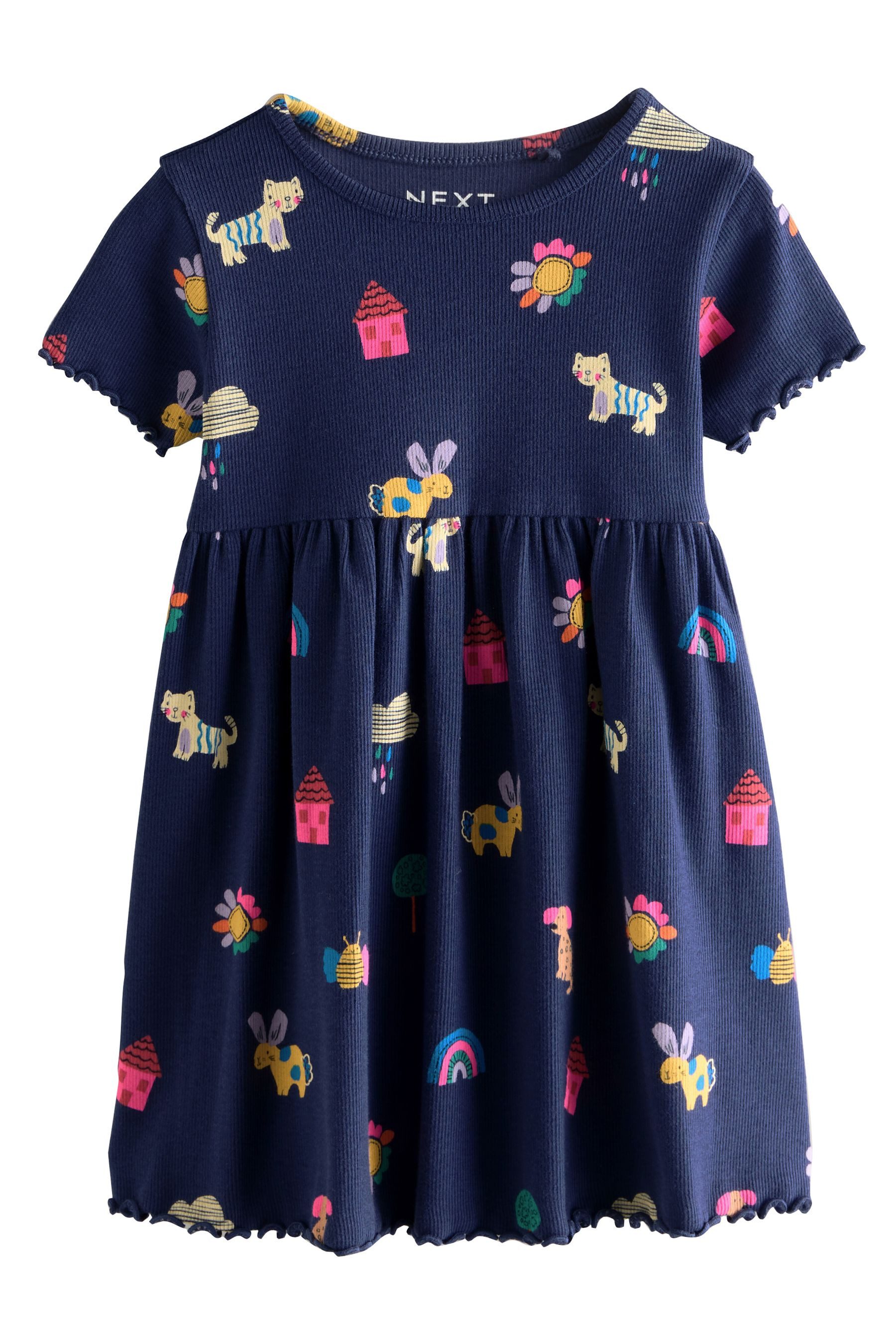 Next Jerseykleid Geripptes Kurzarmkleid (1-tlg)