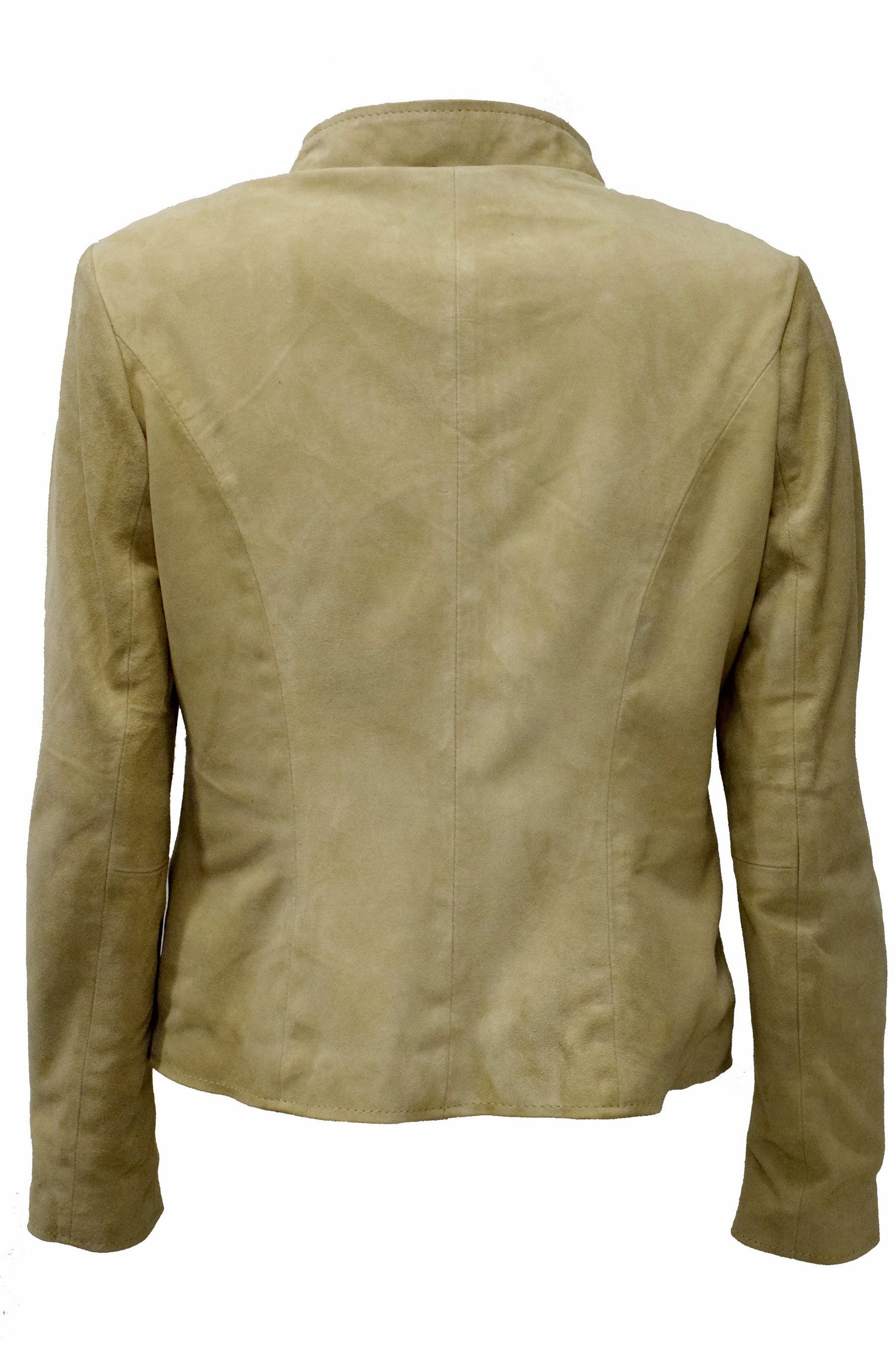 Zimmert Leather Lederjacke Debby weiches Leder, Creme Beige WIldleder Ziegenvelourleder