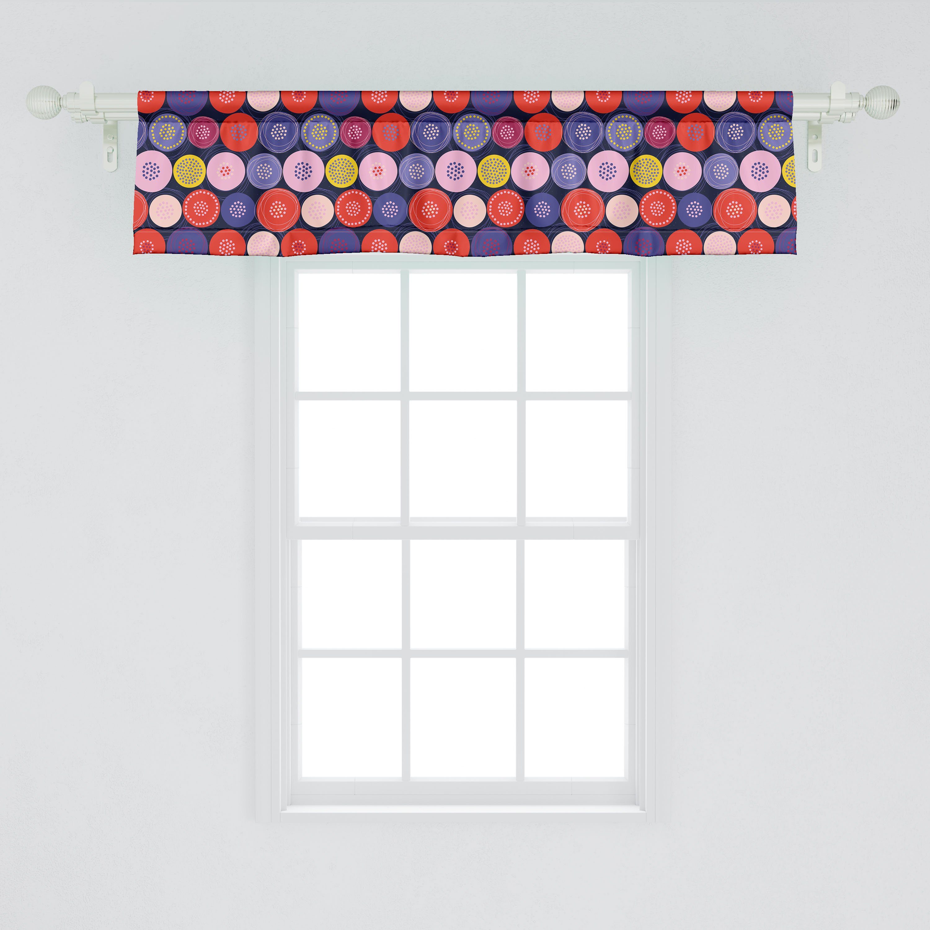 Scheibengardine Vorhang Volant für mit Stangentasche, Dekor Microfaser, Küche Schlafzimmer Abstrakt und Kreise Abakuhaus, Punkte