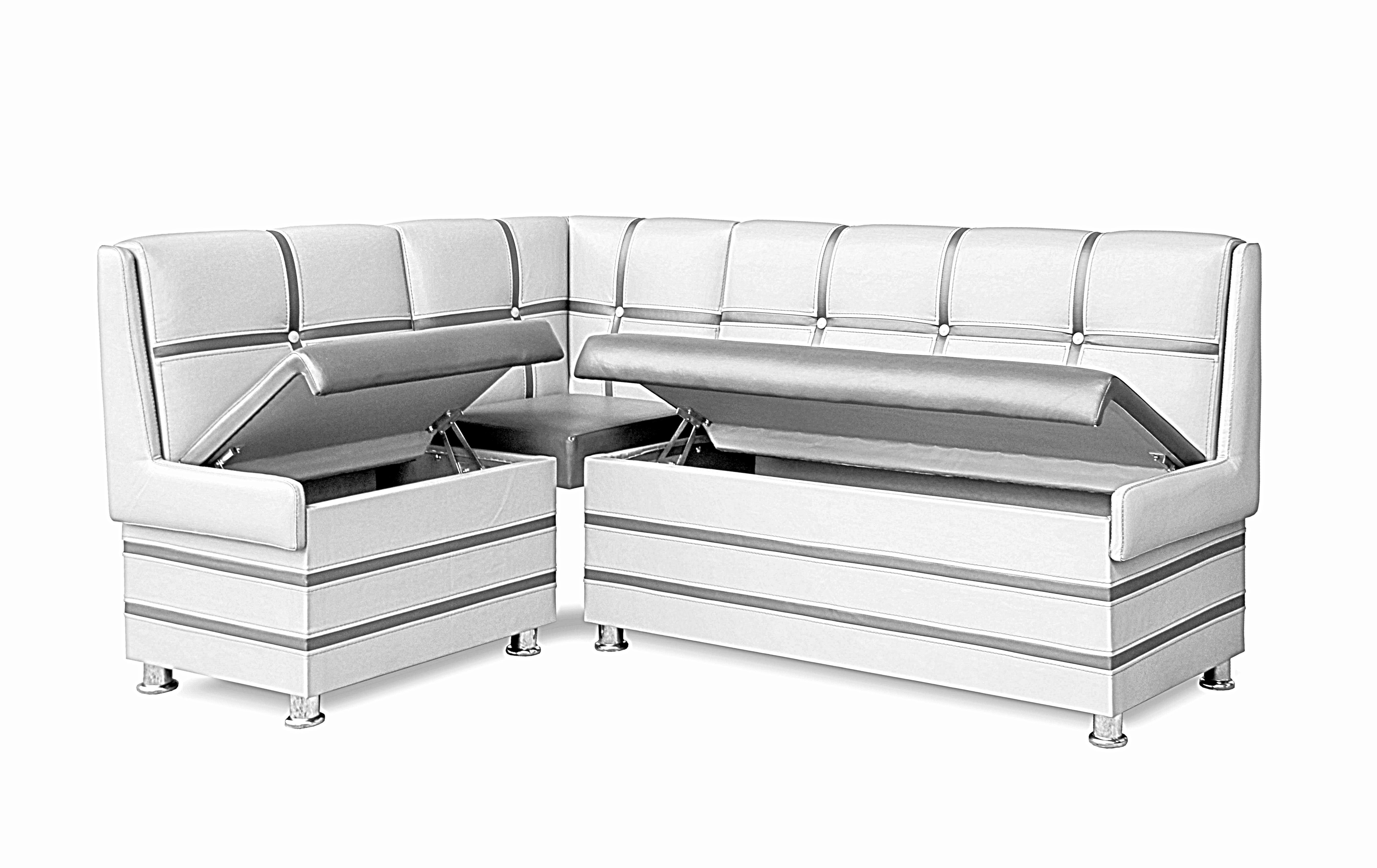 Rodnik Eckbank Korsika (aus Kunstleder oder Möbelstoff, XL- Größe, beidseitig montierbar, breite Sitzfläche, Sitz und Rücken gepolstert), mit viel Stauraum