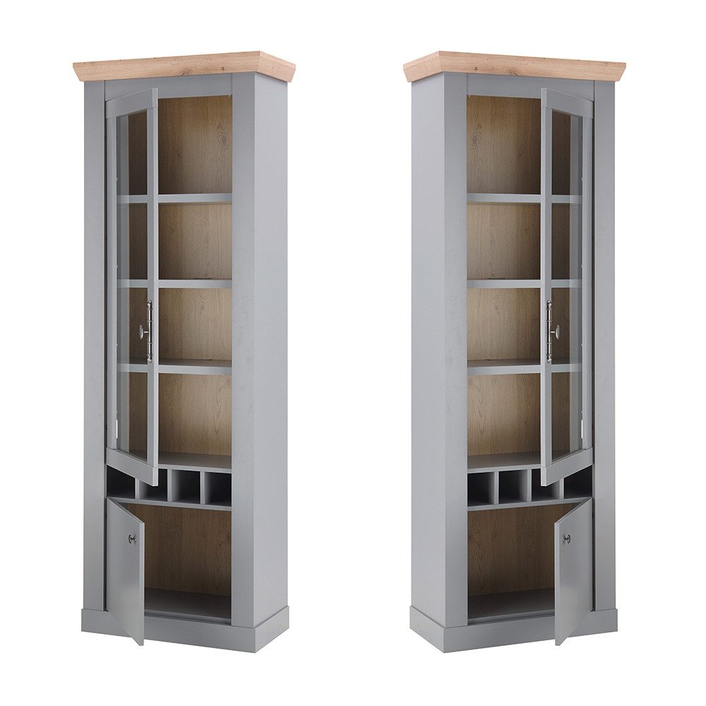 Lomadox Vitrine CHATHAM-61 grau mit Artisan Eiche Nb. 71/201/37 cm