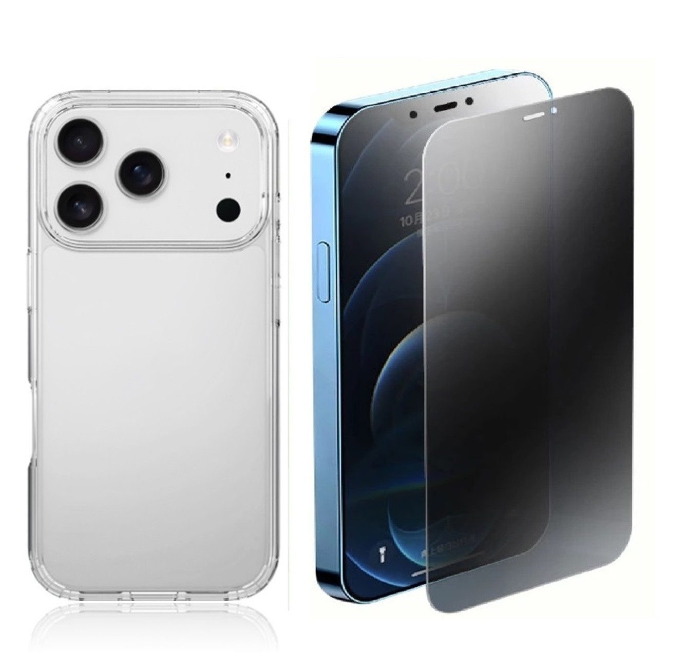 OLi Sichtschutzfolie Transparente Hülle mit Sichtschutzglas Privacy für IPhone 17, (Air / Pro / Pro Max, 2-St., Panzer Schutz Spar Set 2in 1), mit Kamera Schutz Stoßfeste TPU Silikon & Displayschutz