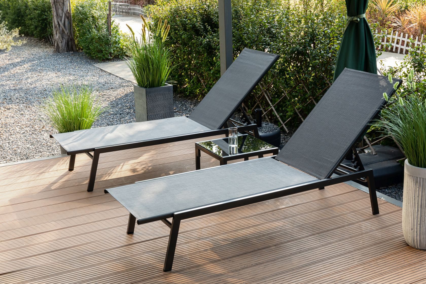 Gardissimo Gartenliege Sonnenliegen-Set Madrid, 2 Liegen mit Beistelltisch günstig online kaufen