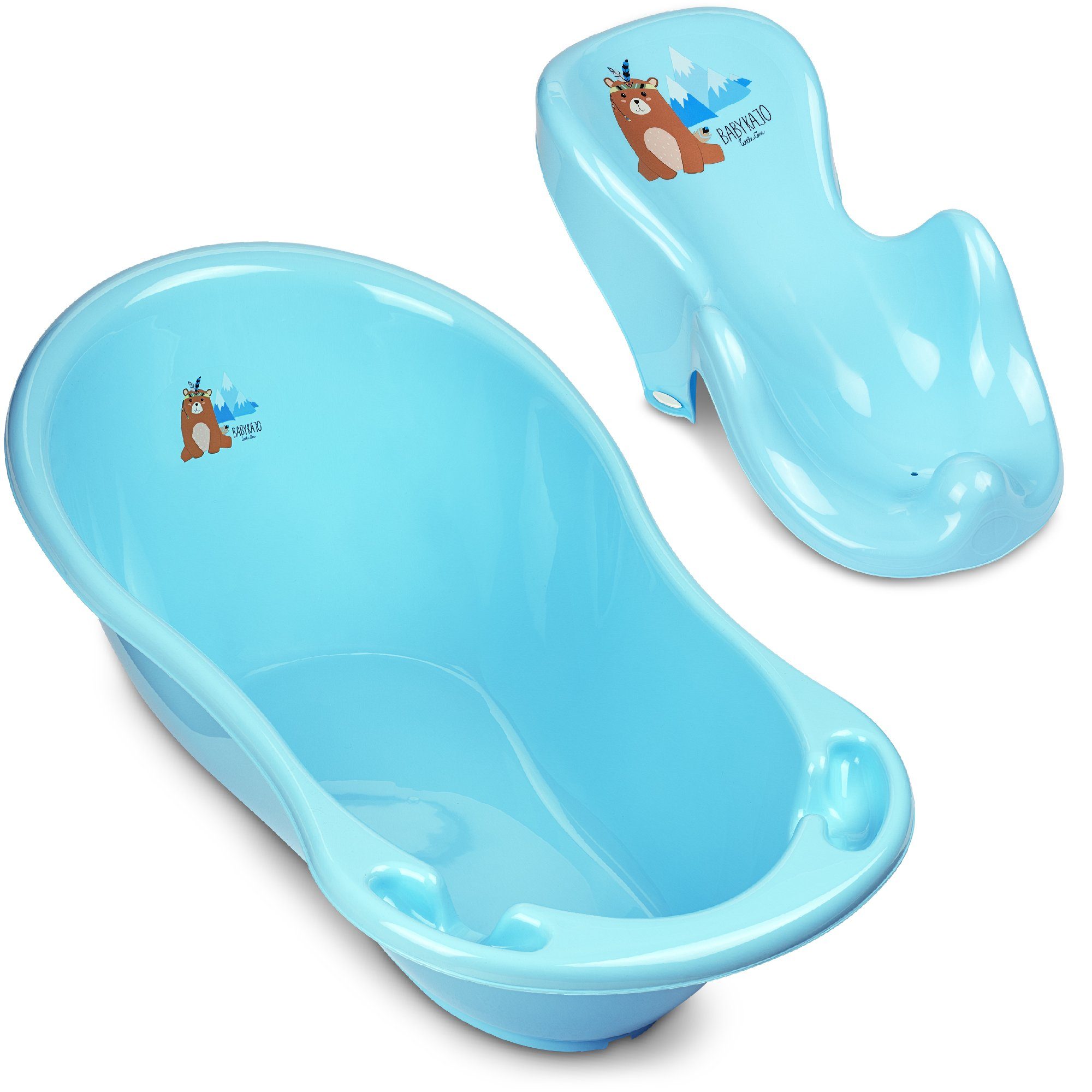 Rheinland Babybadewanne, 2-tlg), Wanne TÜV Baby (Komplett-Set, geprüft - blau Babykajo Wanneneinsatz Bärchen +