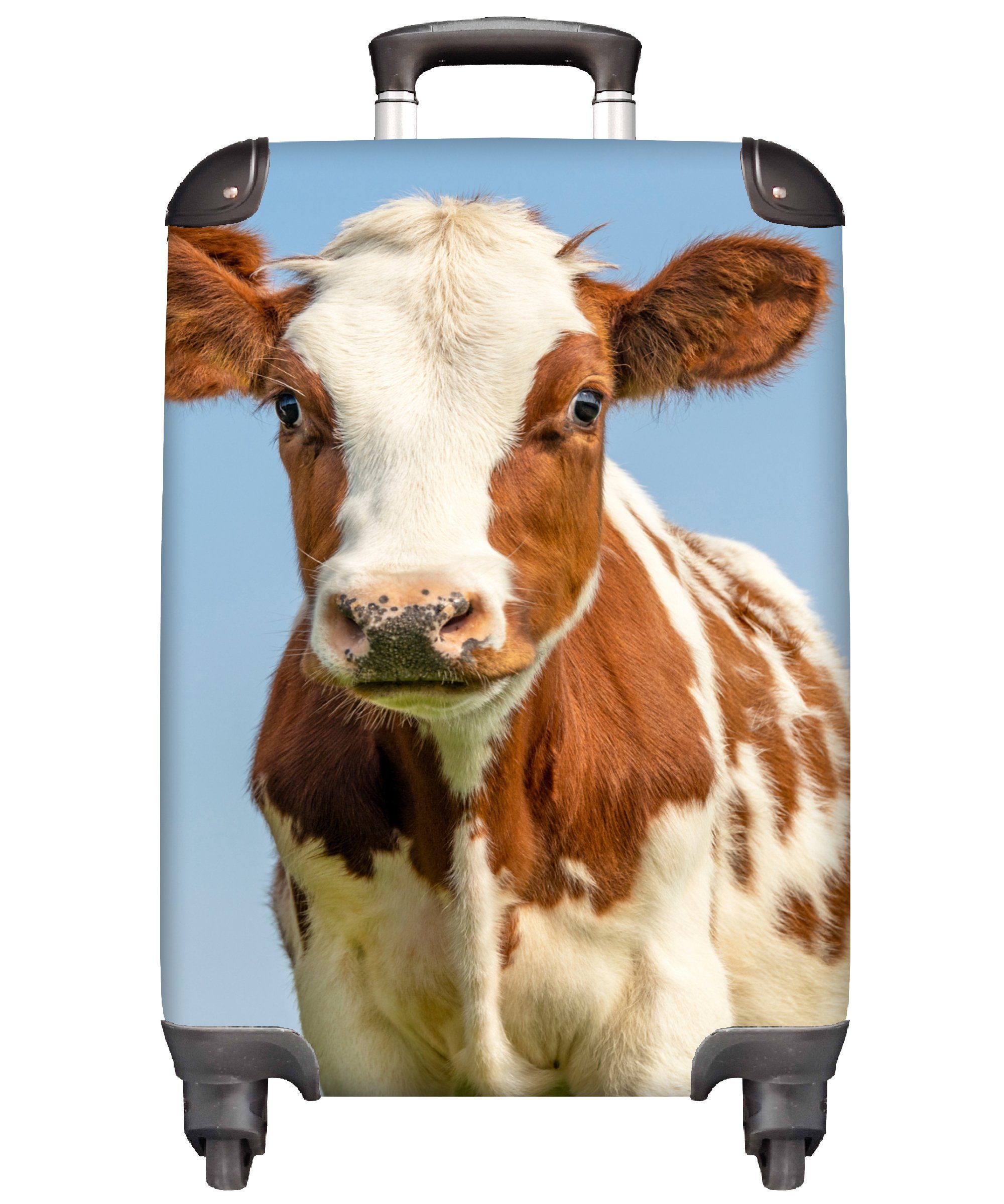 MuchoWow Handgepäckkoffer Kühe - Himmel - Tiere - Bauernhof - Porträt, 4 Rollen, Reisetasche mit rollen, Handgepäck für Ferien, Trolley, Reisekoffer