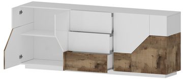 freiraum Sideboard Ragusa, in weiß hochglanz/ahorn pereira - 220x86x43 (BxHxT)