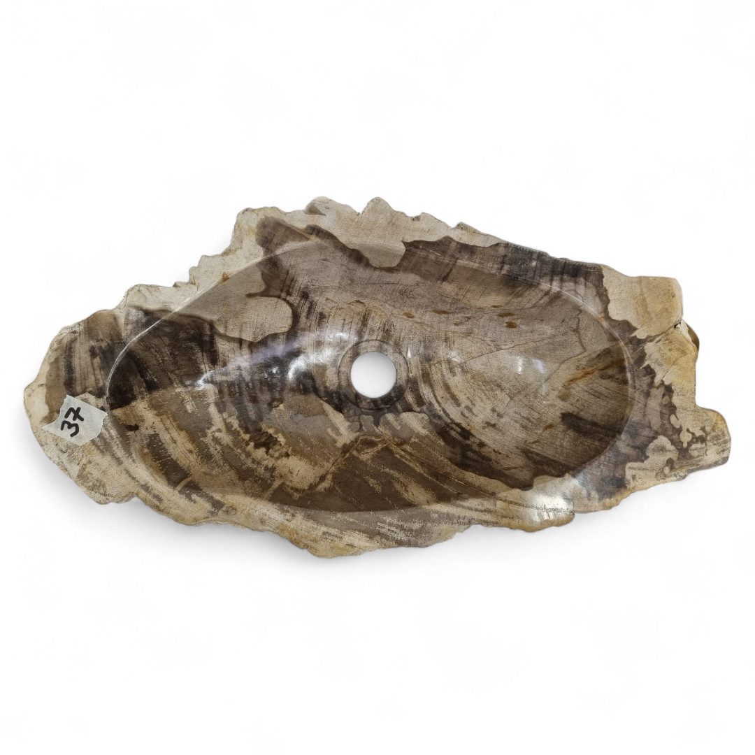 Kinaree Aufsatzwaschbecken Versteinertes Holz Waschbecken #37, versteinertes Holz, Naturstein, Beige, Braun, Bruchstein Optik
