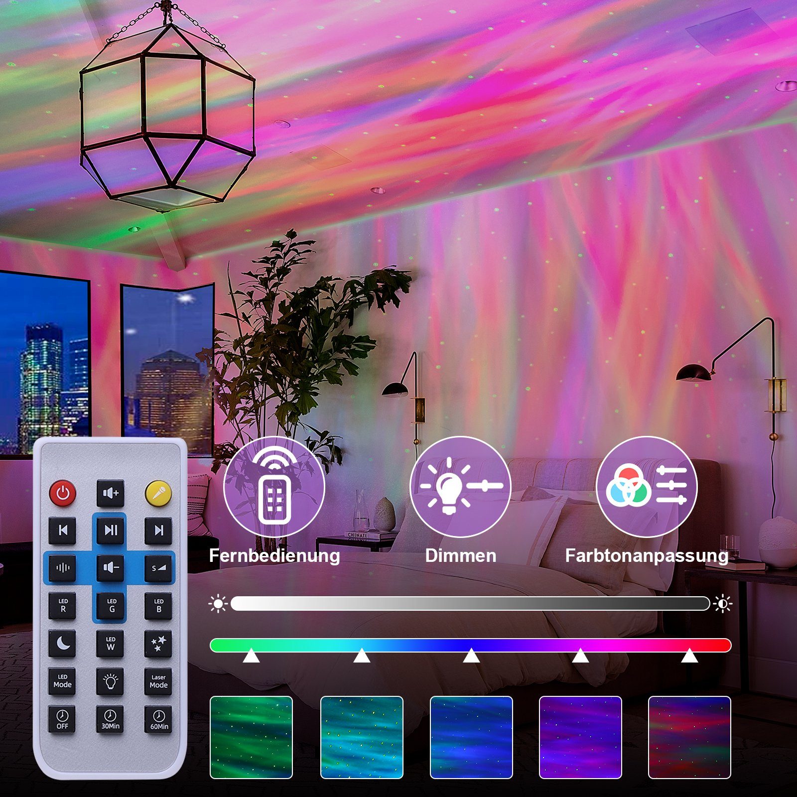 LED Projektor musik,Galaxy Kinder, Nachtlicht XERSEK LED Projector LED Farbwechsler, mit Sternenhimmel Weiß Projector