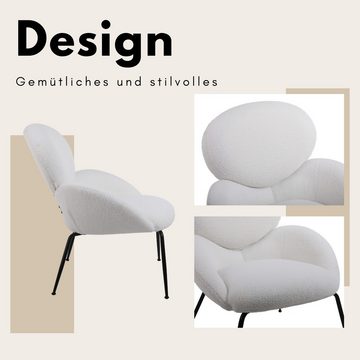 SeedWave Sessel Teddy Loungesessel mit Gekippter Rückenlehne, Gemütlicher Lesesessel, Modern Sessel Wohnzimmer, Relaxsessel mit Metallbeine