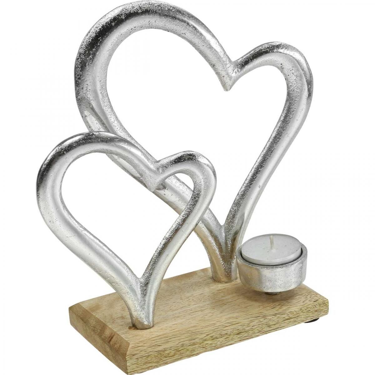 Florists Products Streudeko Romantischer Teelichthalter Herzform aus Metall und Holz -