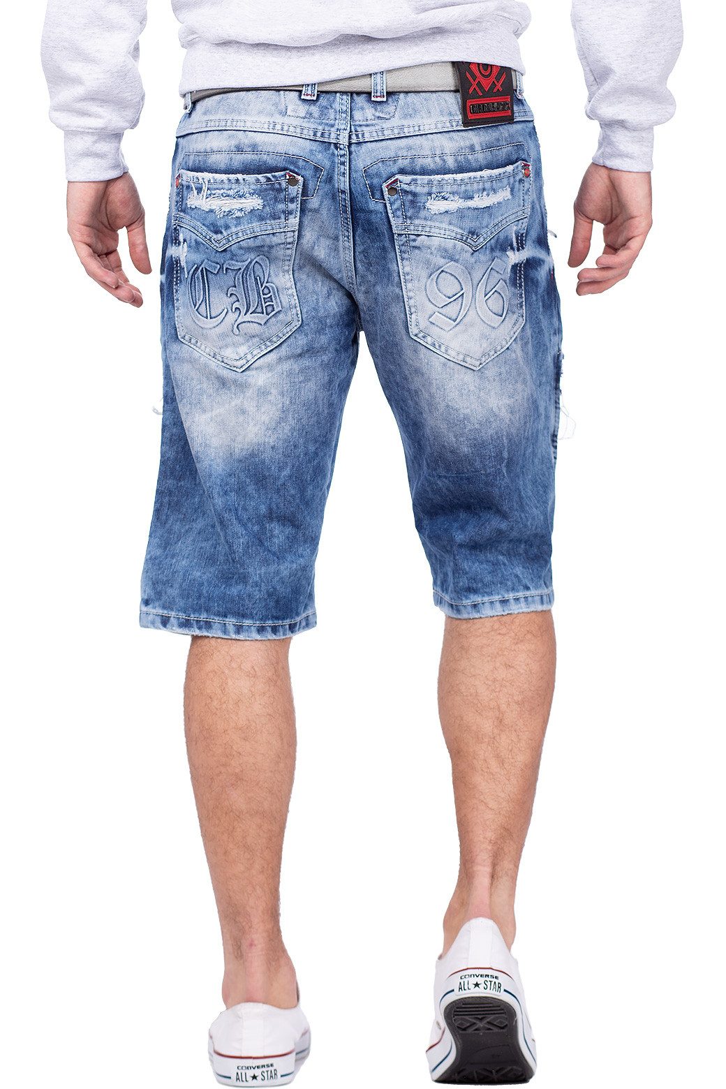 Cipo & Baxx Jeansshorts Herren Regular Fit Kurze Hose Stonewashed BA-CK219 mit Destroyed Effekten – Bild 2 von 5