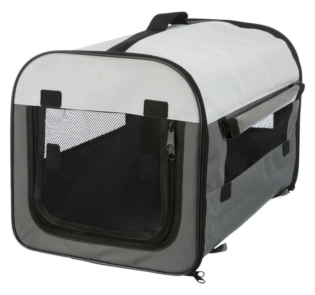 TRIXIE Hunde-Transportbox Hundebox Basic - dunkelgrau/hellgrau - 32 × 32 × 47 cm