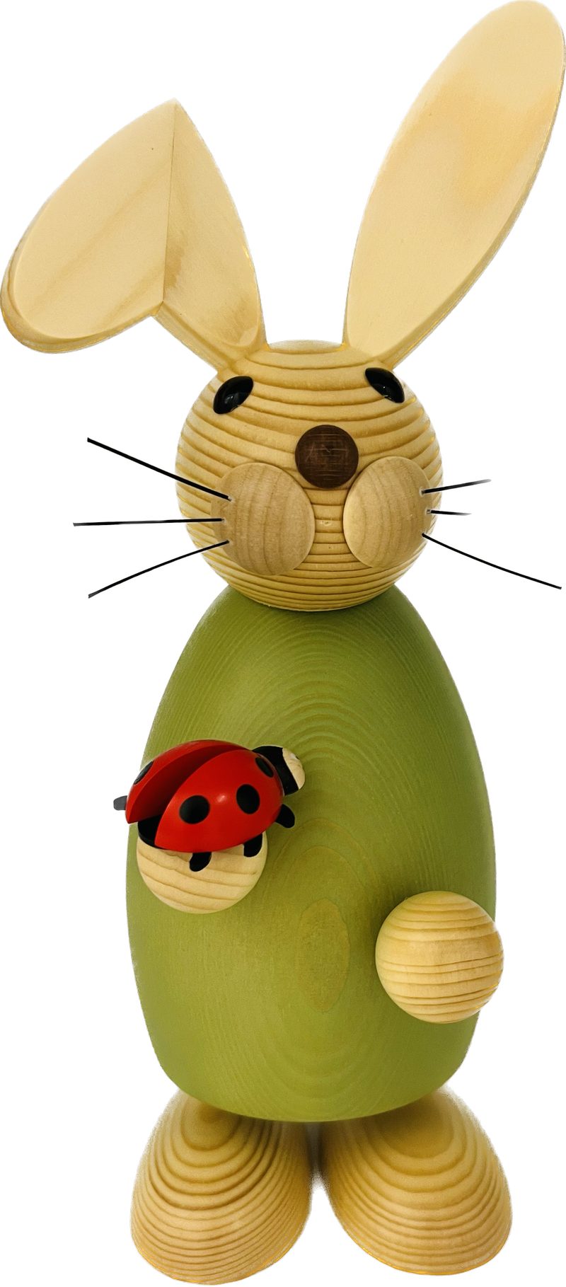 Richard Glaesser Osterhase grün mit Käfer (32 cm), Hase aus Holz, Handwerkskunst aus dem Erzgebirge