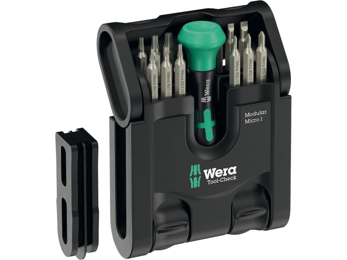 Wera Schraubendreher Tool-Check Modular Micro 1, 21-teilig, (Set), 21-teilig, für feinmechanische Verschraubungen, mit Adapter 9549