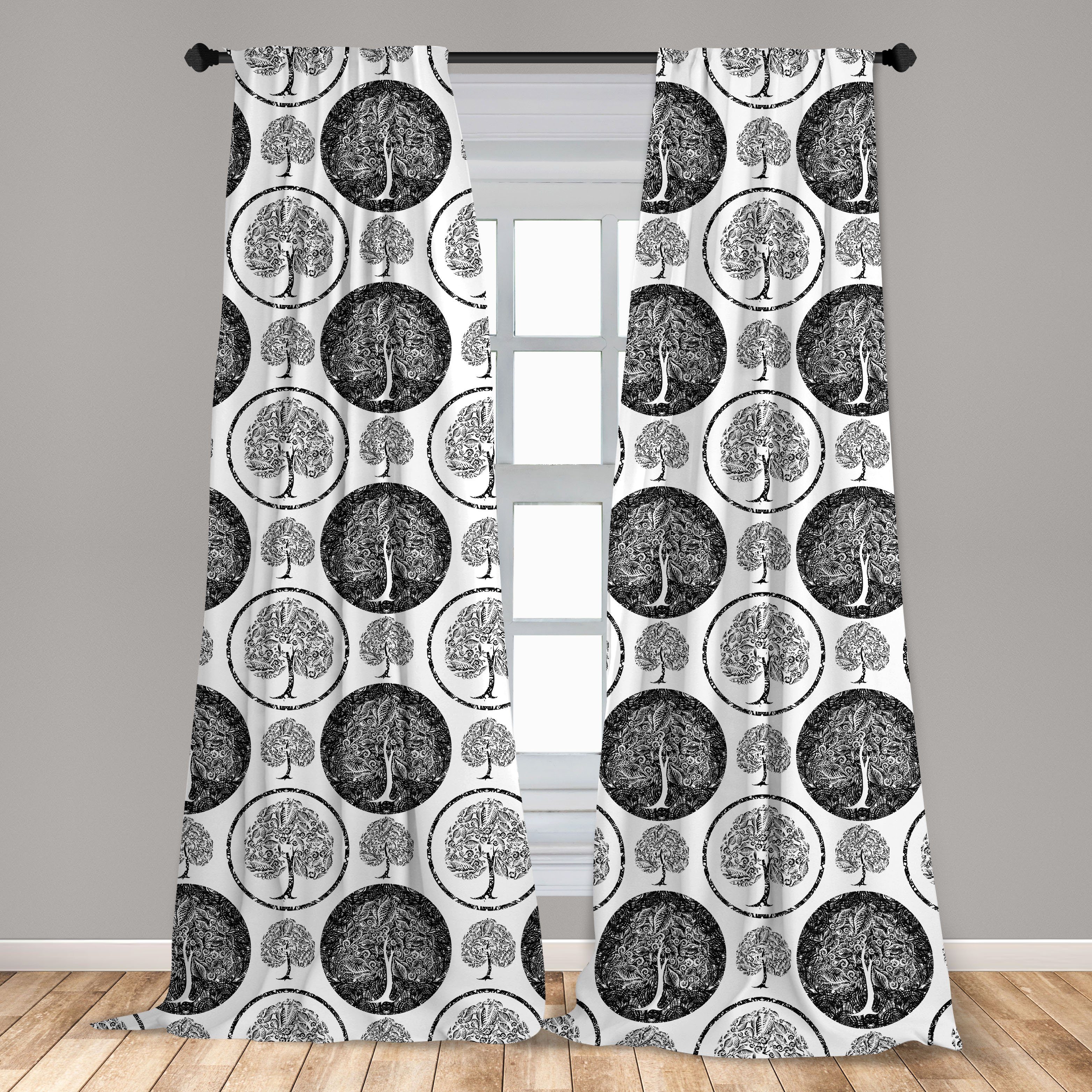 Stil Dekor, Design des für Vorhang Abakuhaus, Gardine Lebens Wohnzimmer Schlafzimmer Grunge Microfaser, Baum