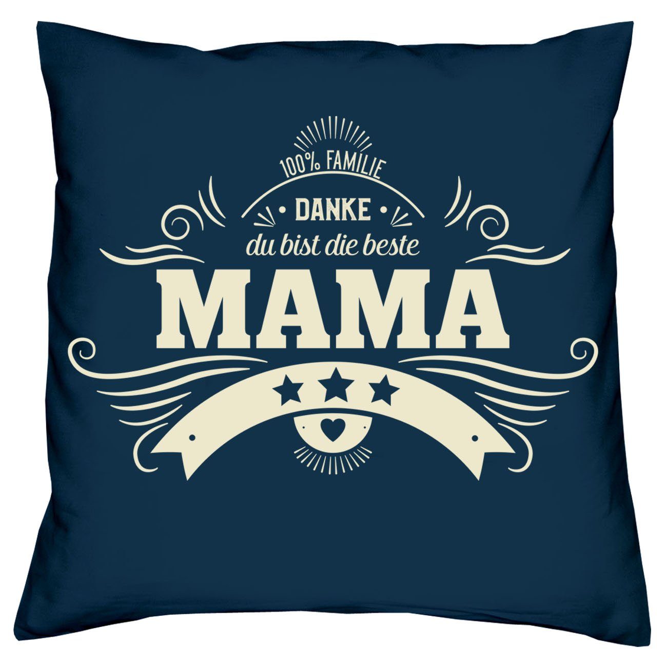 Soreso® Dekokissen Kissen Danke Mama & Urkunde, Muttertagsgeschenk Mama navy-blau