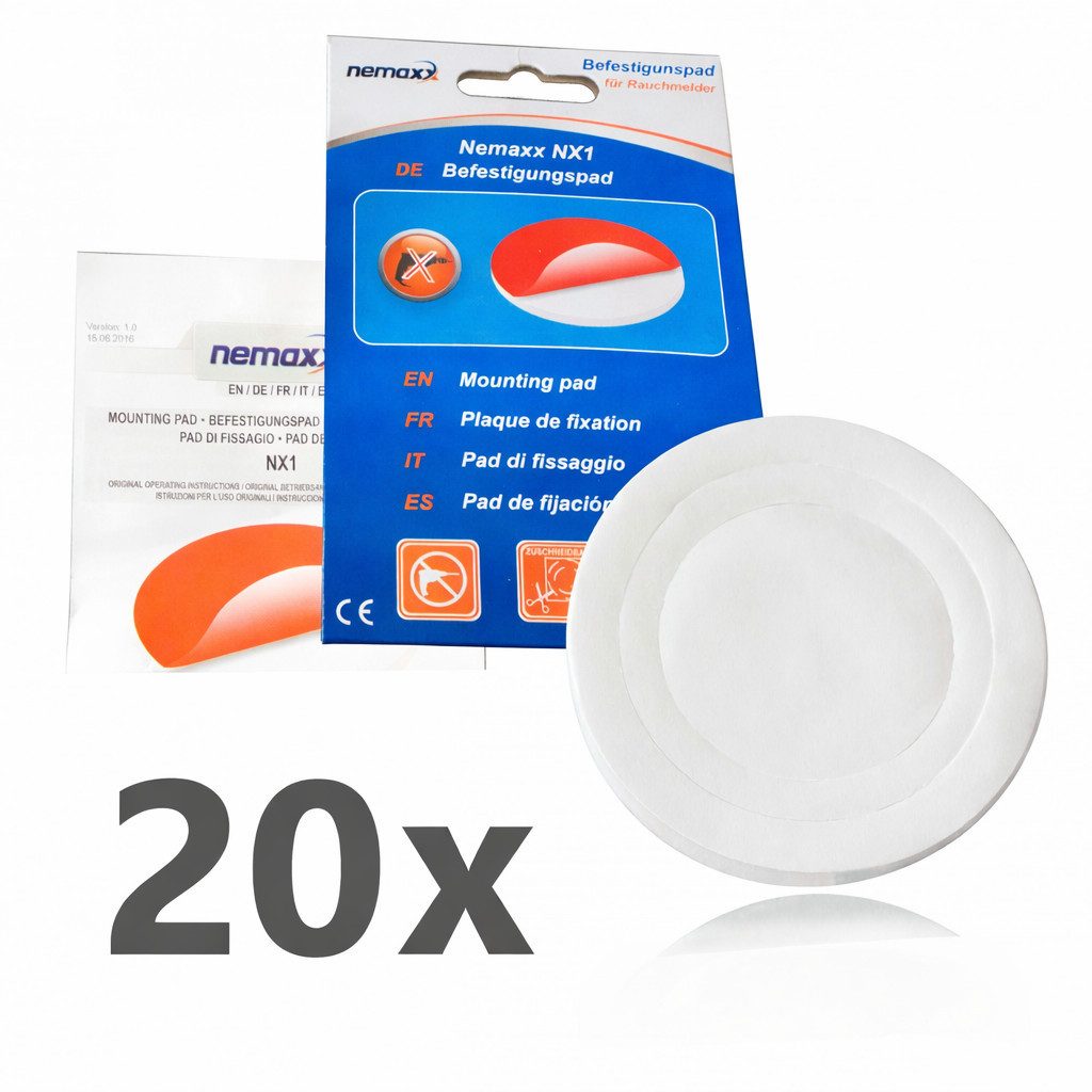 NEMAXX Rauchmelder Befestigungspad Ø 80 mm Original Rauchmelder (Montage ohne Bohren – Decke/Wand – kein Bohrloch nötig)