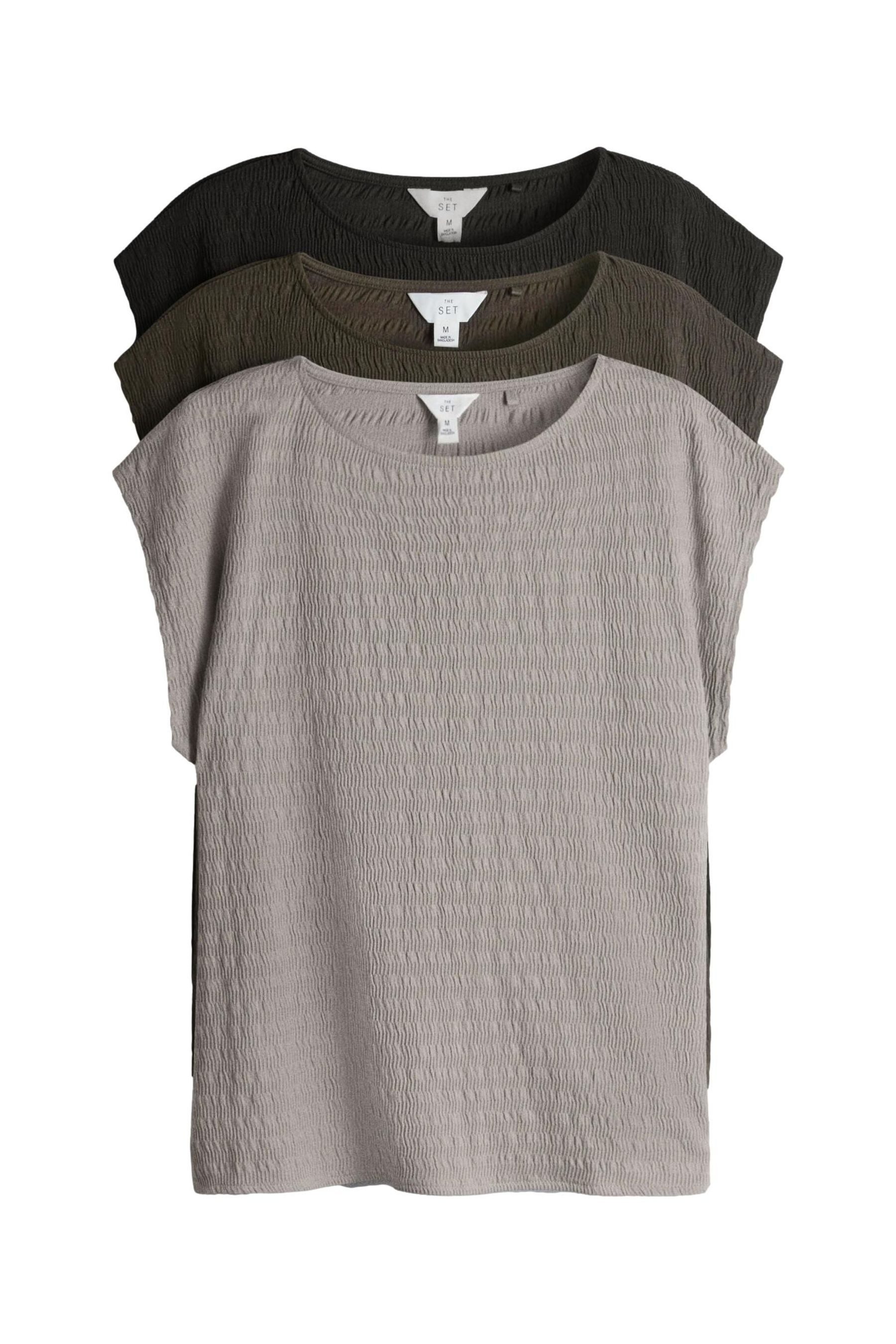 The Set Shirttop The Set strukturierte T-Shirts, 3er-Pack (3-tlg)
