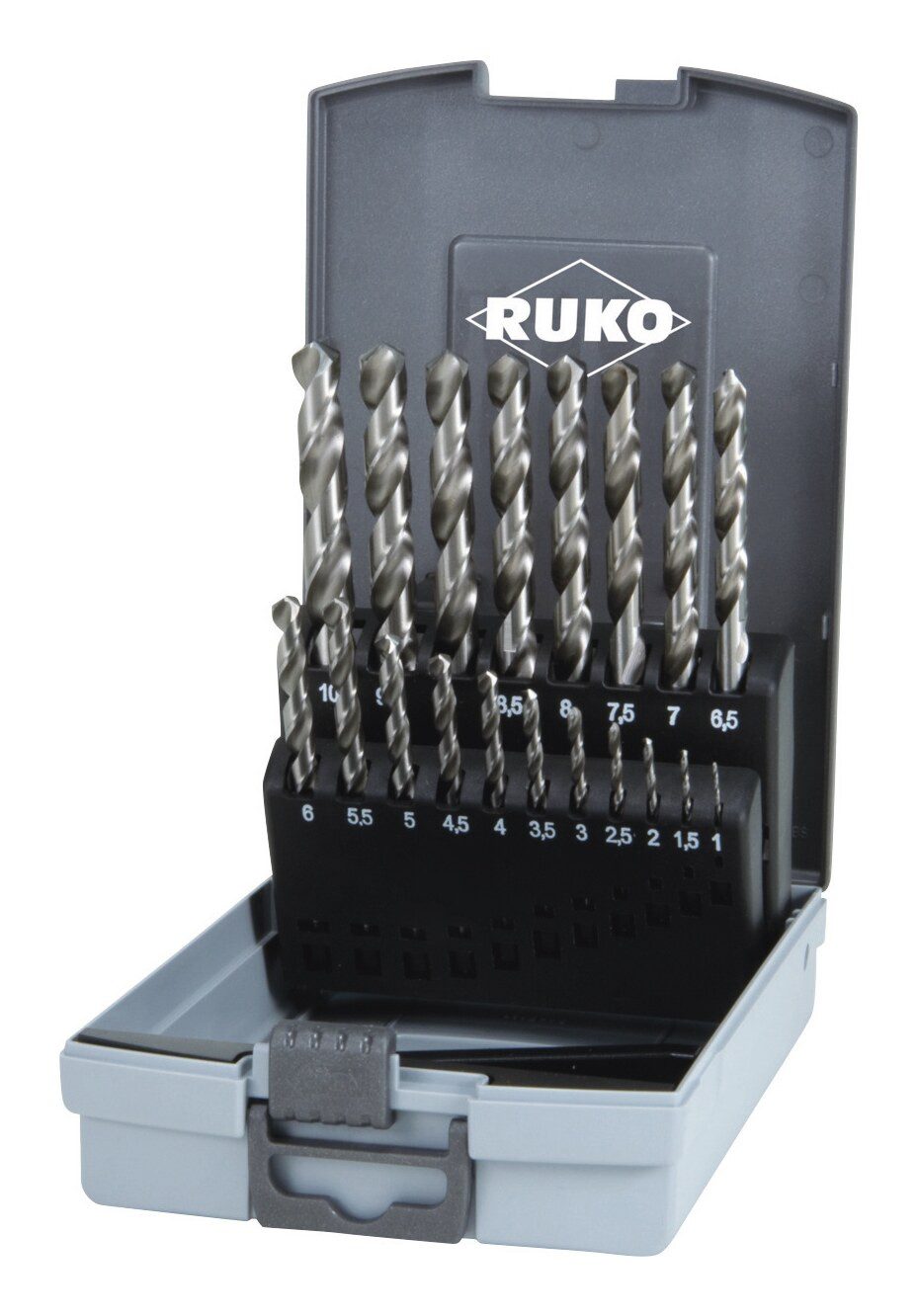 Ruko Bohrersatz, Spiralbohrersatz geschliffen, 19-teilig in Rosebox