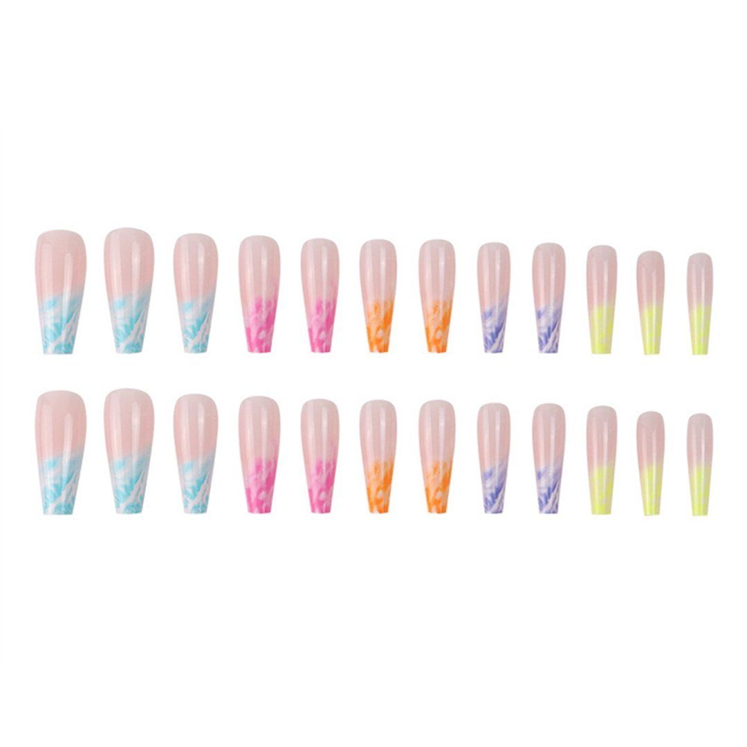 TUABUR Kunstfingernägel Rainbow Vivid Nail Long Nägel für Künstliche Frauen, 1-tlg. Pieces, Art