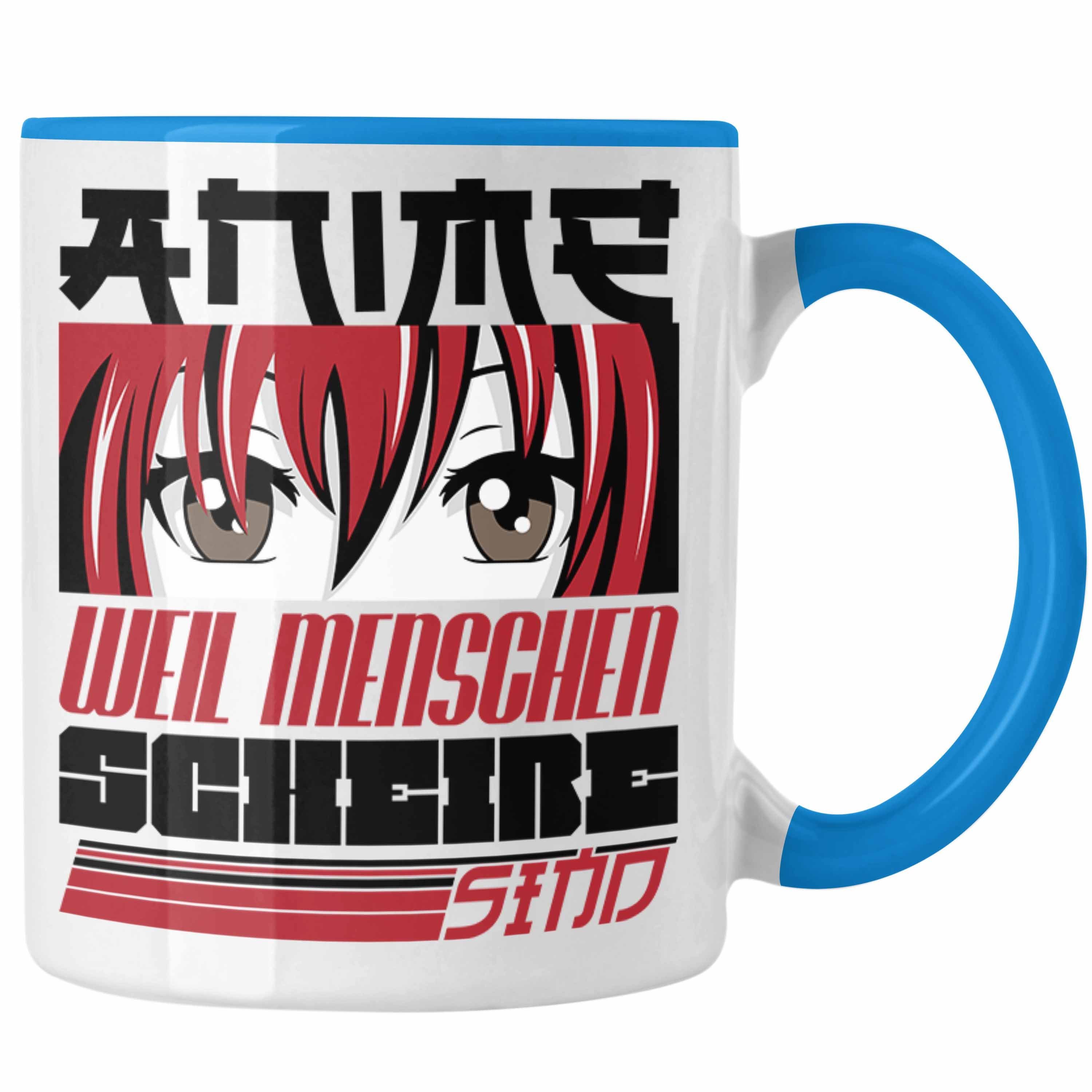 Geschenkidee Trendation Anime Blau Tasse Anime-Liebhaber Weil Menschen Geschenk Tasse Anime