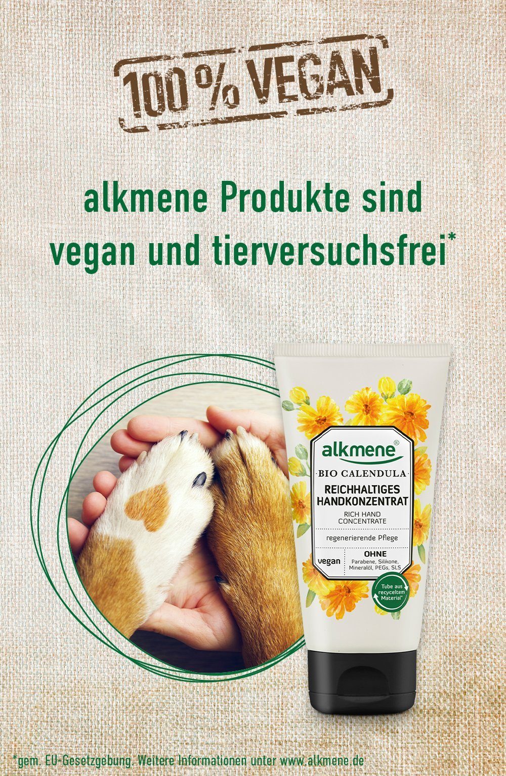 alkmene Handcreme Handkonzentrat Bio Calendula vegane - 1-tlg. reichhaltige Creme, Handcreme