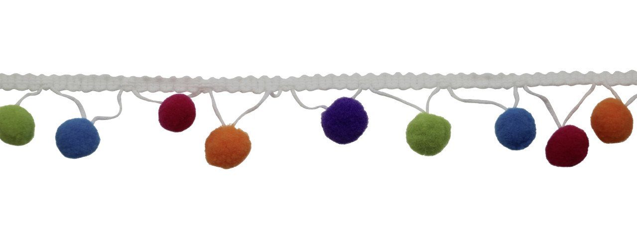 Glorex Textilfarbe Glorex Pompon Girlande 1 m weißes Band bunt, 1 m