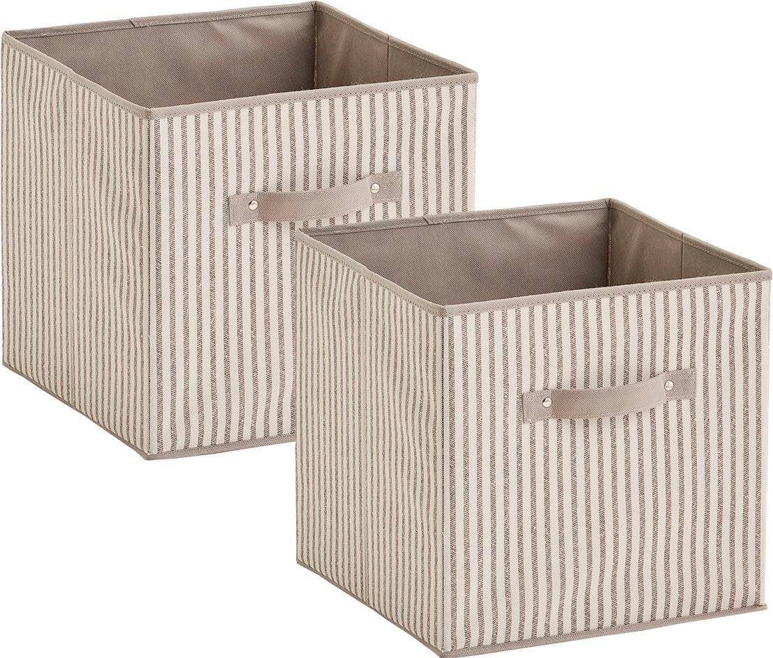 Zeller Present Aufbewahrungsbox Stripes (Set, 2 St), faltbar, Vlies, beige