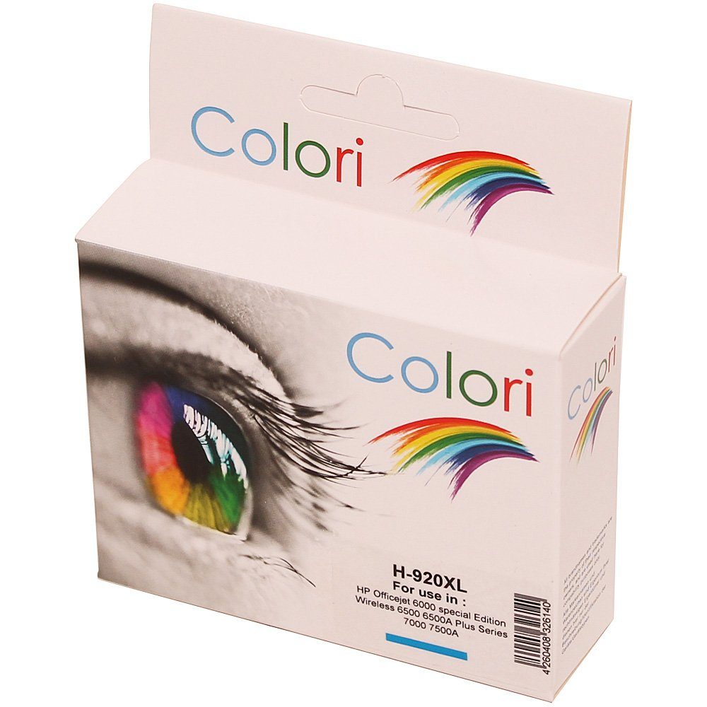 Colori Tintenpatrone (Kompatible Druckerpatrone für HP 920XL 920 XL Cyan für HP OfficeJet 6000 special Edition Wireless 6500 6500A Plus Series 7000 7500A von Colori)