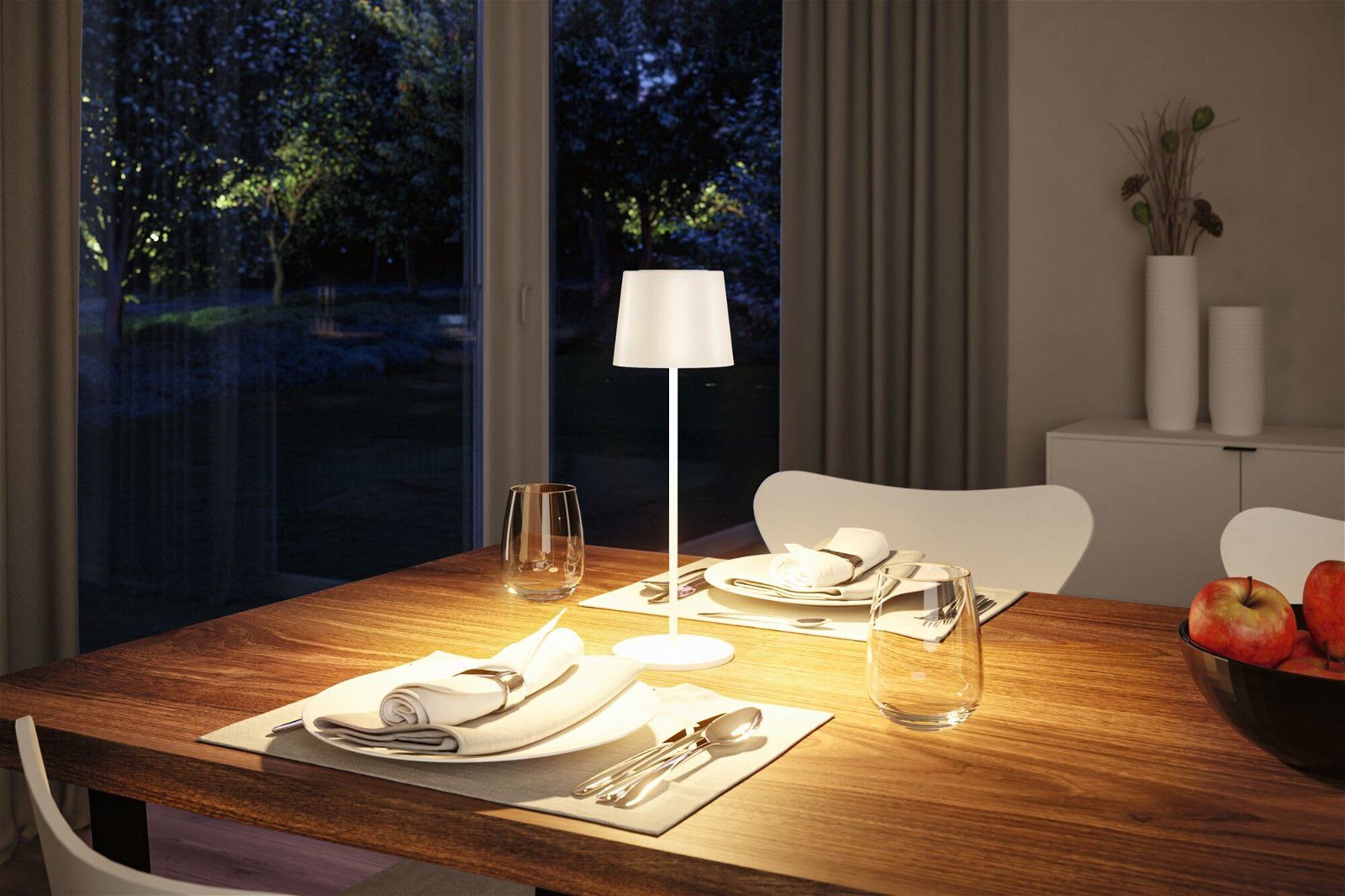 Paulmann LED Außen-Tischleuchte Akkuleuchte Gilo IP44 dimmbar, ohne Leuchtmittel, Warmweiß