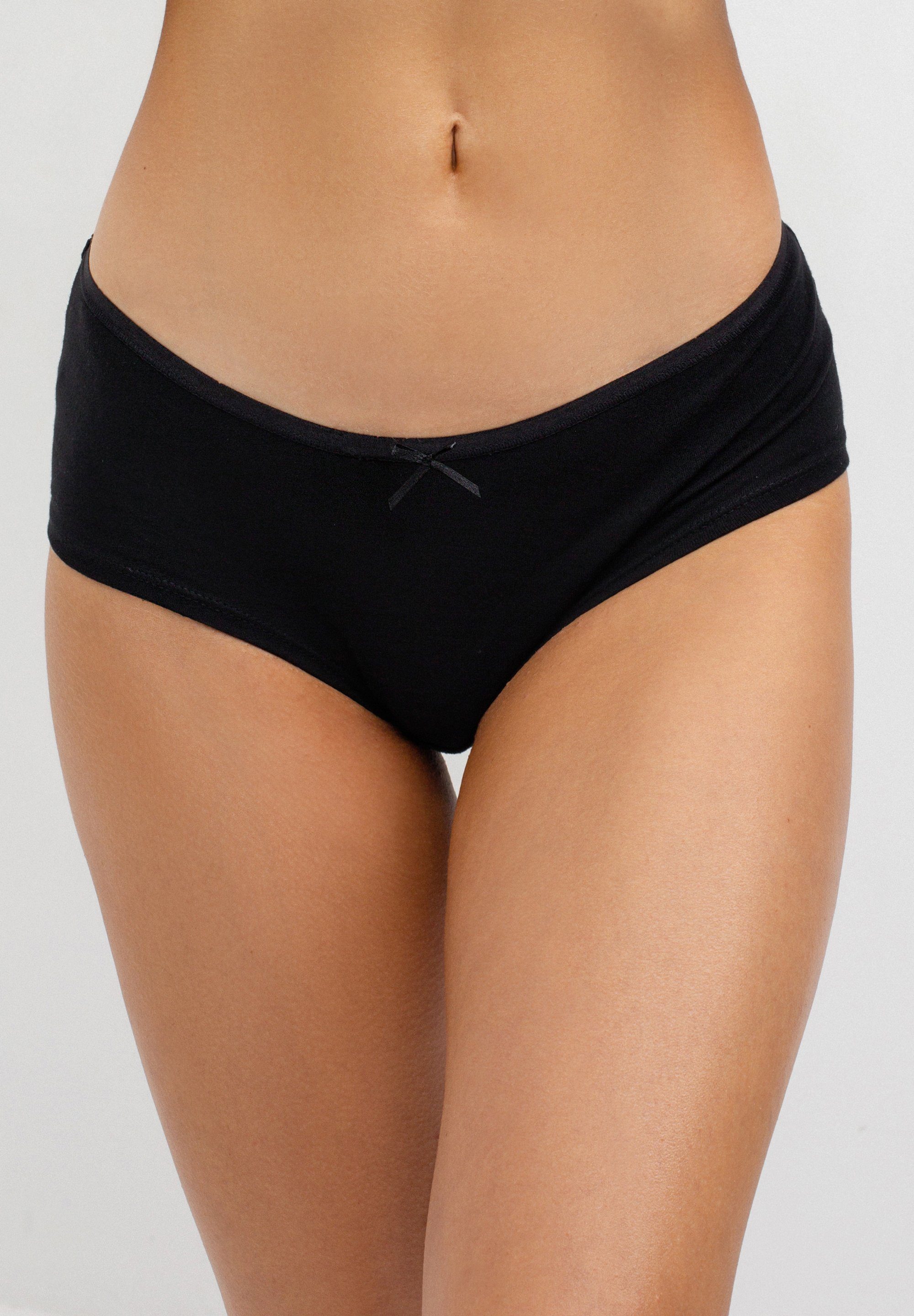 Schleifchen Unterhosen Frauen Bikinislip Farini 4-St) mit Slip Damen - im aus sportlichen (Packung, elastischer Bikini-Style Baumwolle Fabio