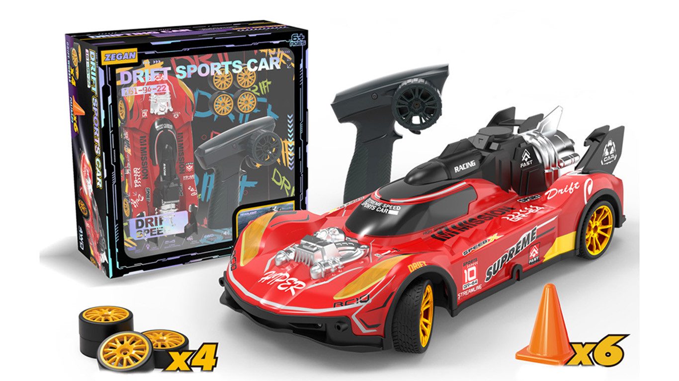 Rolipo RC-Auto RC-Drift-Auto im Maßstab 1:18, Allradantrieb, 2,4 GHz, 15km/h, (1-tlg), Rennsport-Spielzeugauto mit LED-Leuchten, Renn- und Drifträder