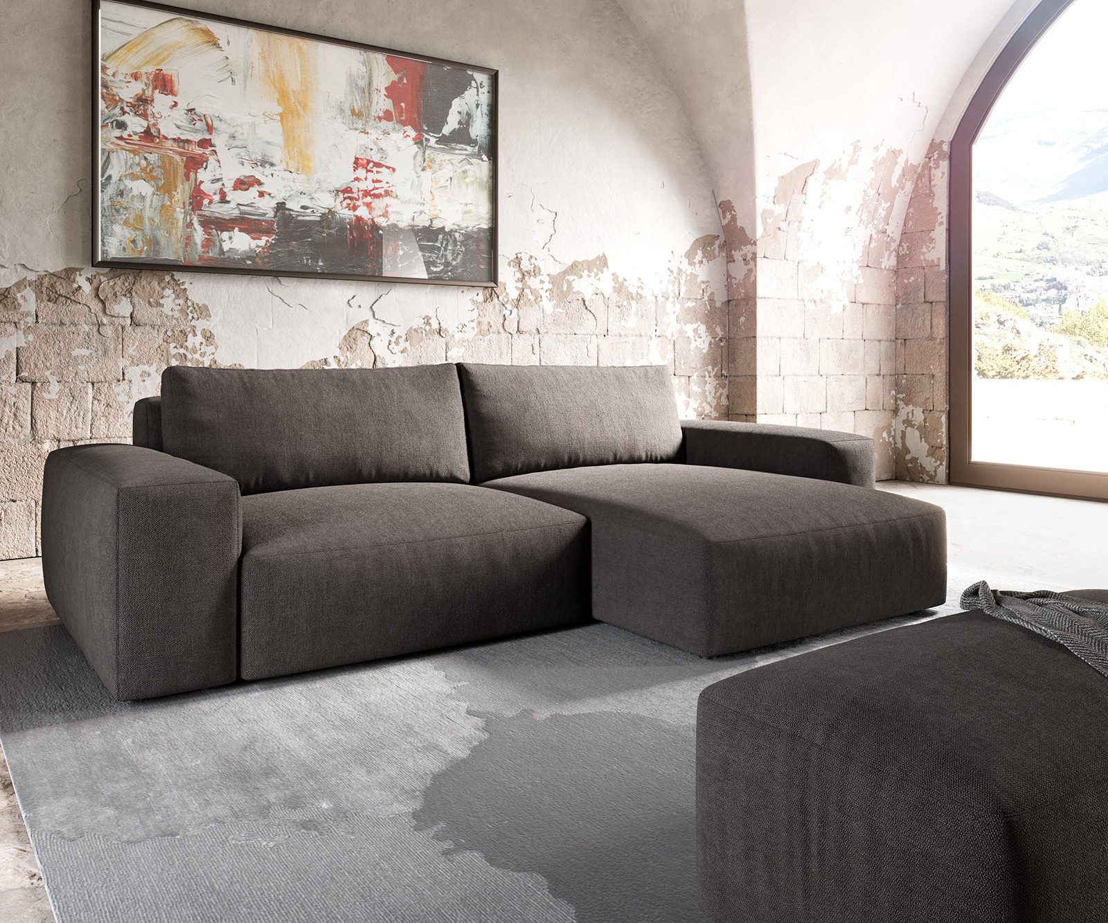 DELIFE Ecksofa Lanzo, XL Mikrofaser Khakibraun günstig online kaufen