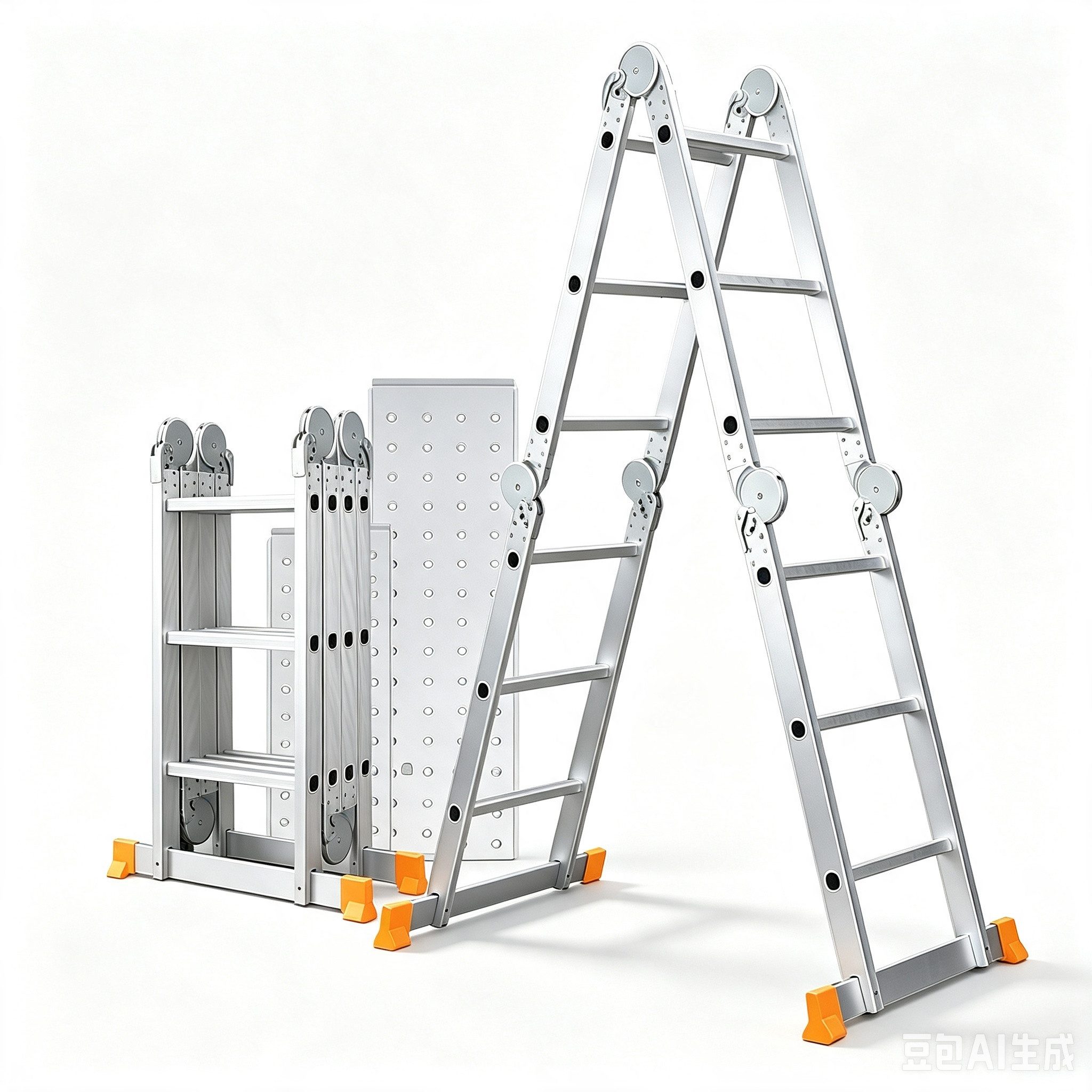 GLIESE POWER Vielzweckleiter Multifunktionsleiter 6-in-1 Alu – 150 kg, 7 Positionen, rutschfest (1-St., Klappleiter), klappbar, Vielzweckleiter