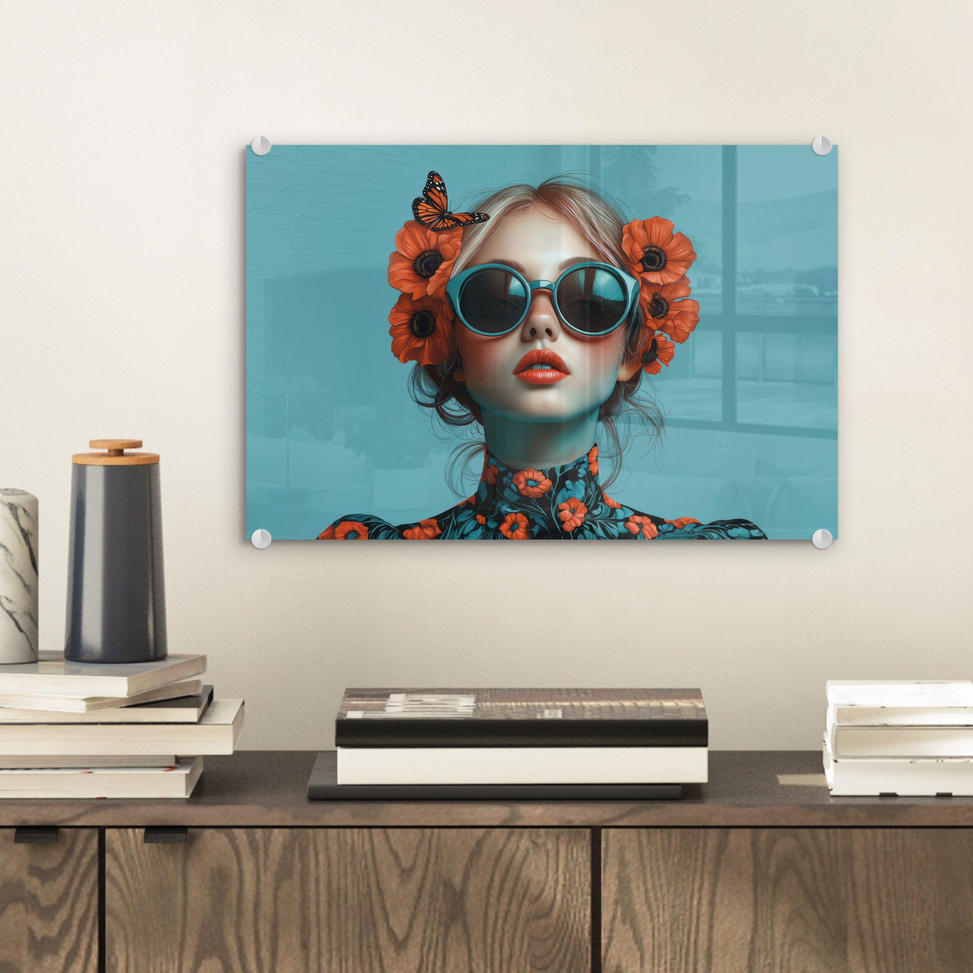 MuchoWow Acrylglasbild Frau - Blau - günstig online kaufen
