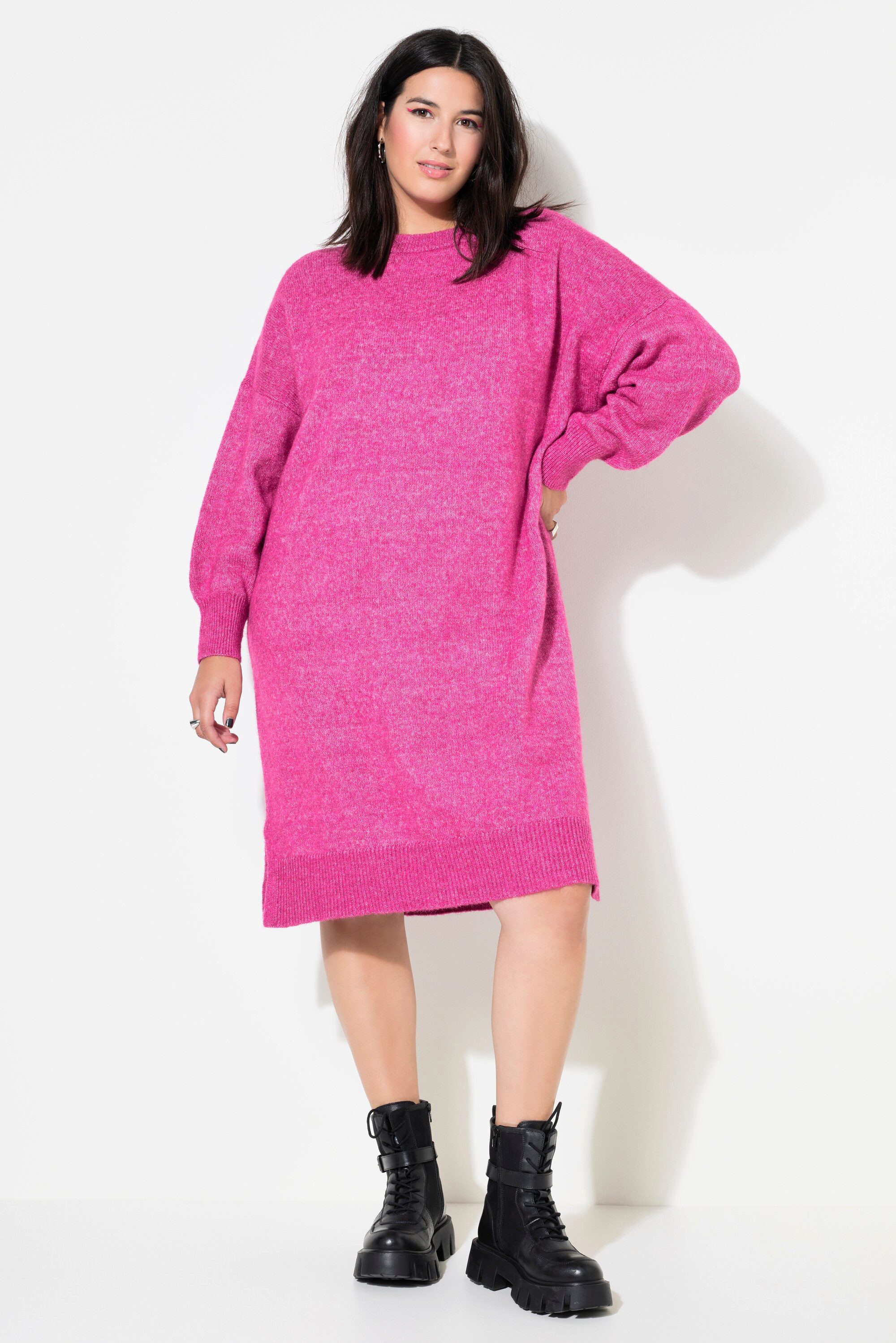 Minikleid Strickkleid oversized Midikleid Rundhals Langarm