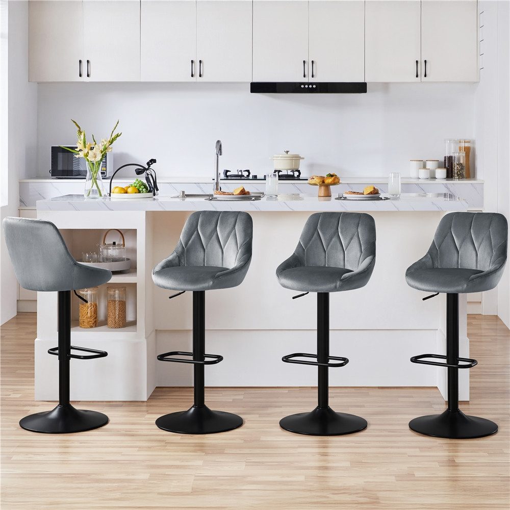 Yaheetech Barhocker (4 St), Verstellbare Sitzhöhe 61,5 cm - 83 cm Polsterho günstig online kaufen